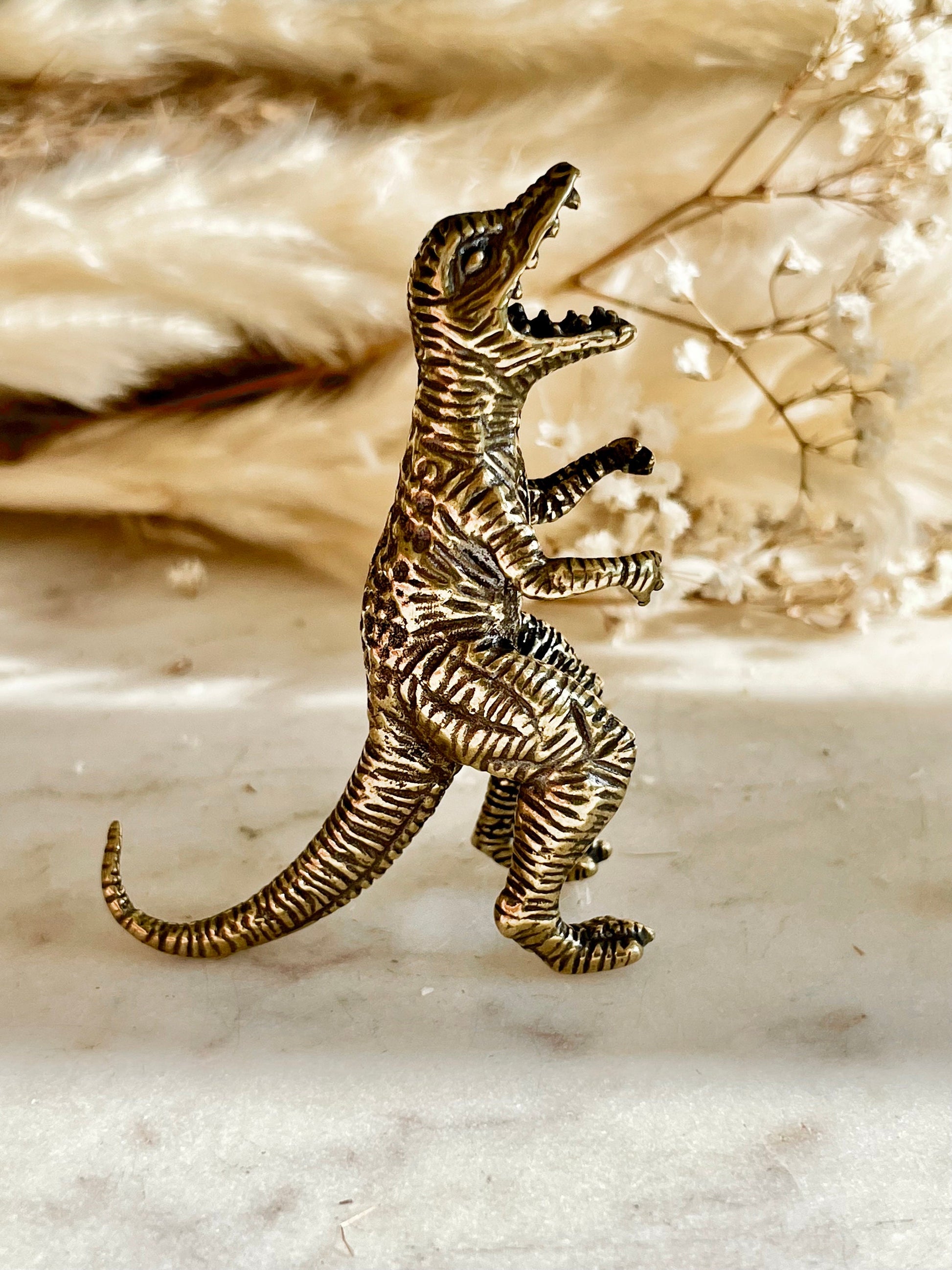 Solid brass Tyrannosaurus rex Miniature, brass Godzilla, solid Tabletop decor dinosaur Figurine, Creative desktop ornament