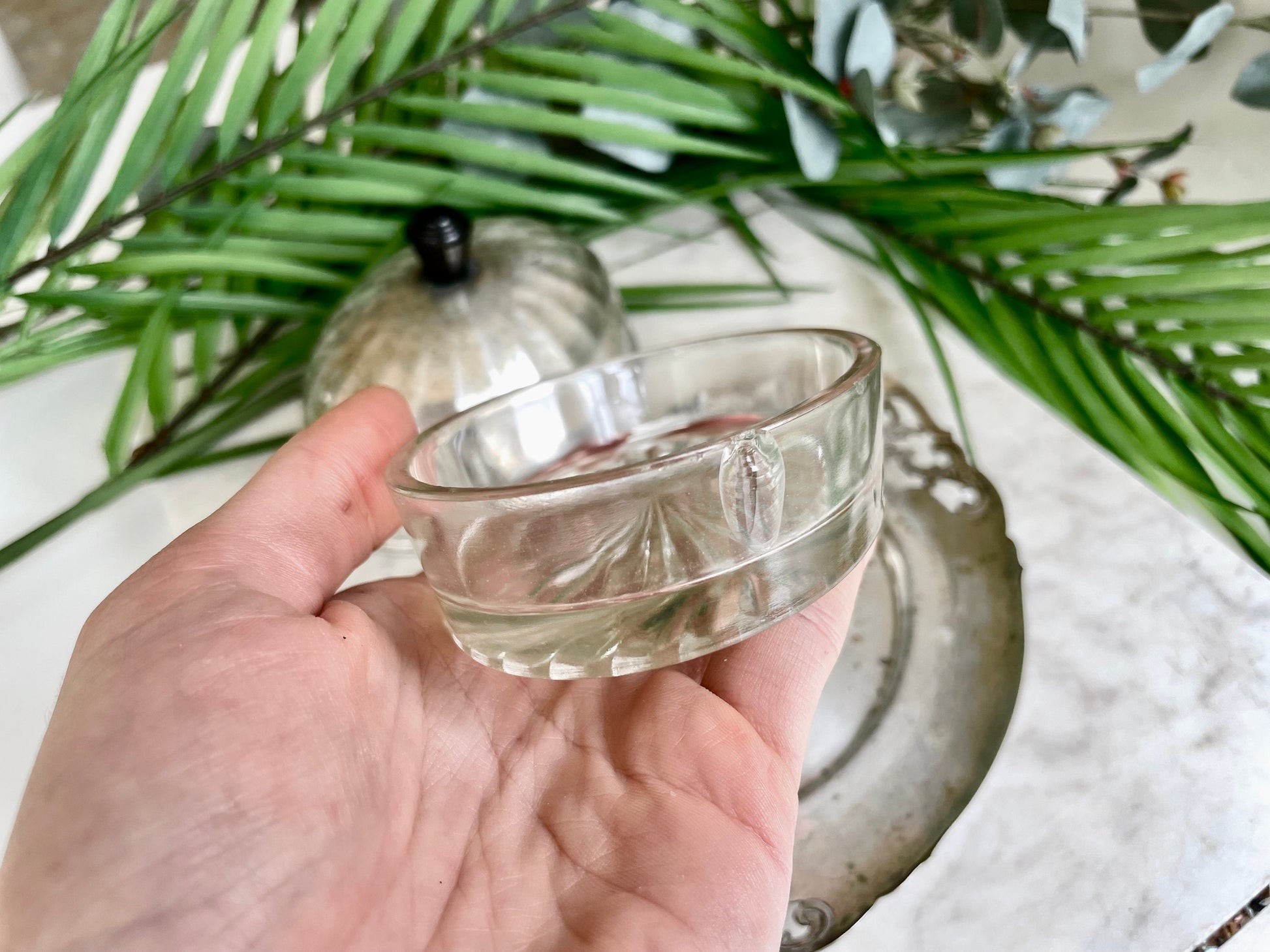 Antique Butter dish Silver Plated Domed with Glass Liner by Regency Plate EPNS A1