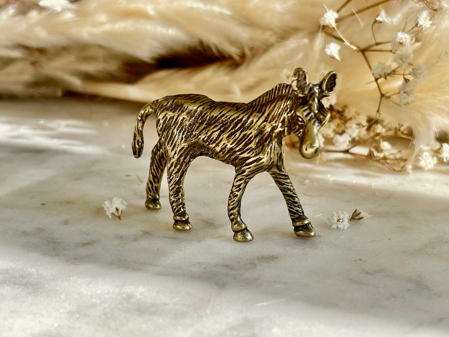 Solid brass Rustic Donkey Sculpture, Farmer's Lucky Charm, Farmyard Ornament, little Nostalgic Donkey metal Souvenir