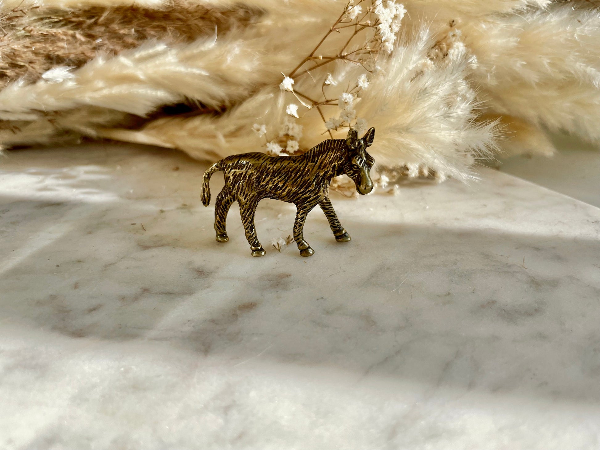 Solid brass Rustic Donkey Sculpture, Farmer's Lucky Charm, Farmyard Ornament, little Nostalgic Donkey metal Souvenir