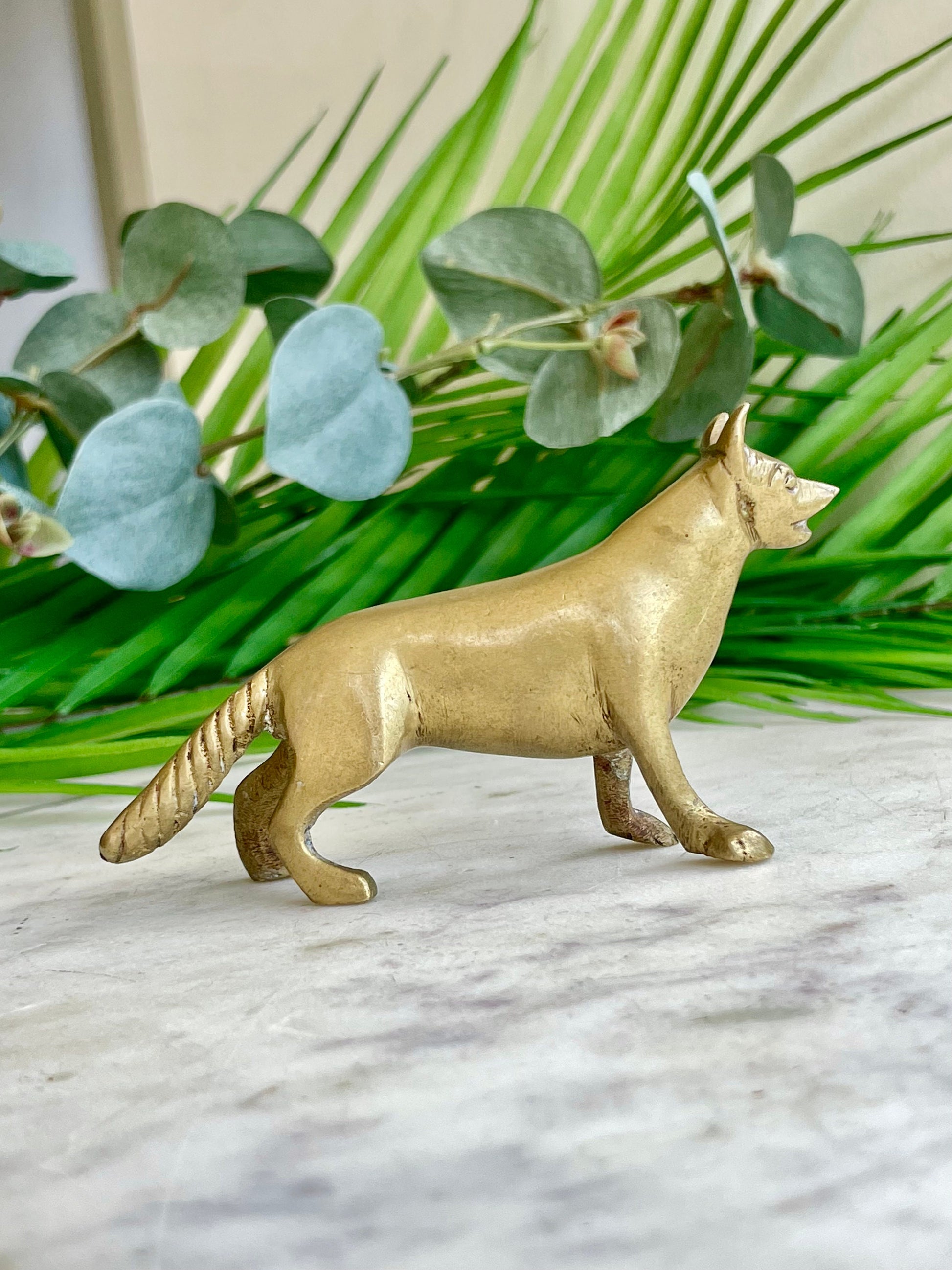 Vintage Brass German Shepherd Figurine Solid Brass Dog