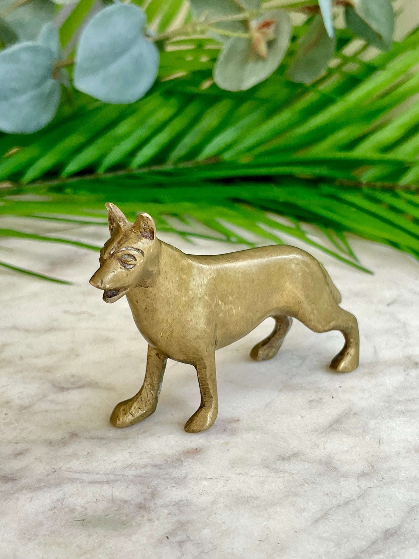 Vintage Brass German Shepherd Figurine Solid Brass Dog