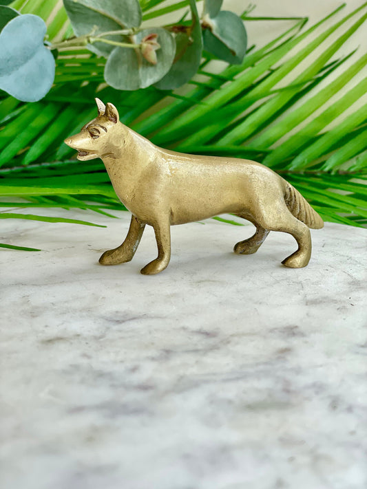 Vintage Brass German Shepherd Figurine Solid Brass Dog