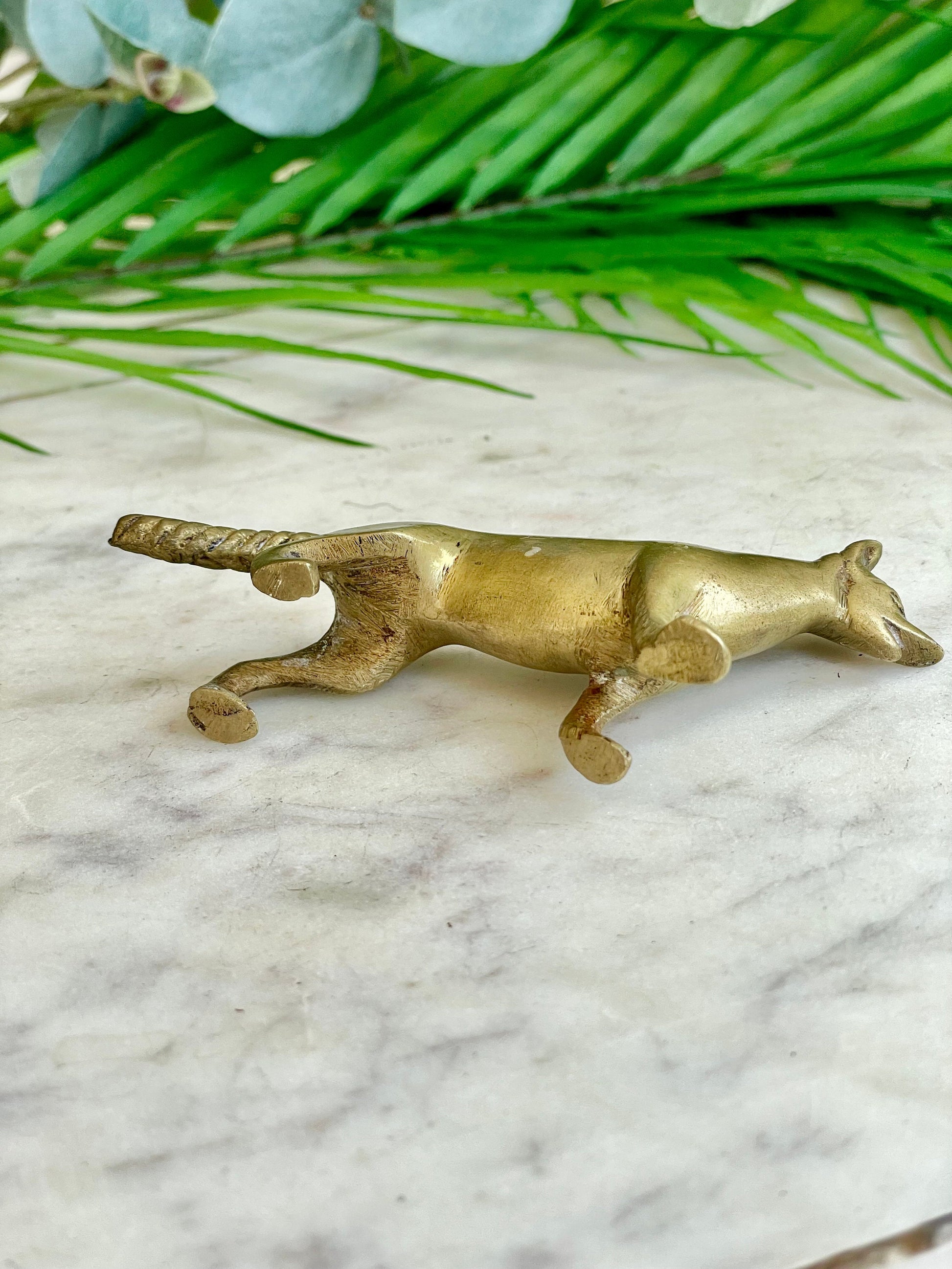 Vintage Brass German Shepherd Figurine Solid Brass Dog