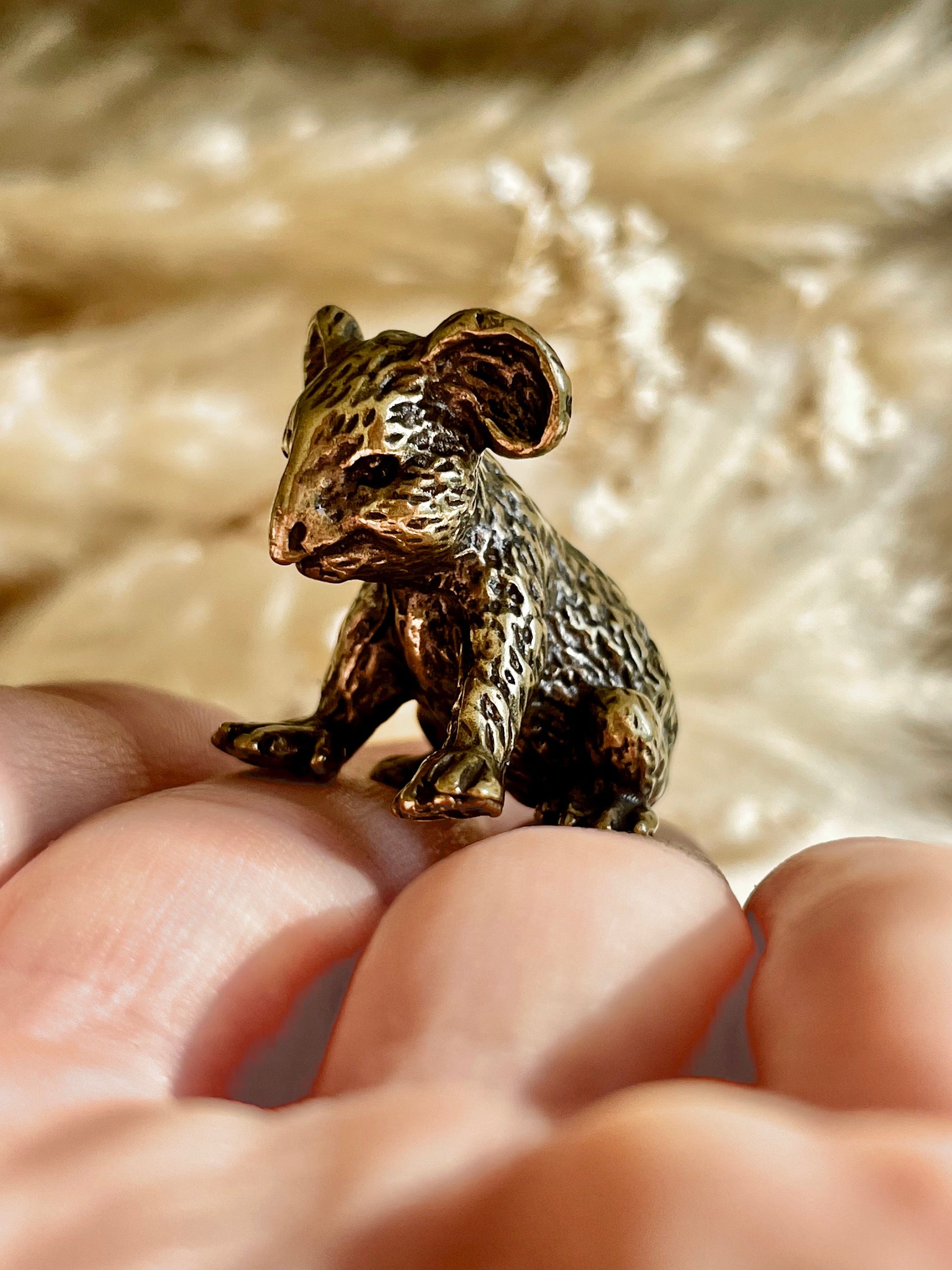 Solid brass Cute Baby Koala Bear Miniature, Australia Habitat ornament, Adorable Koala metal gift