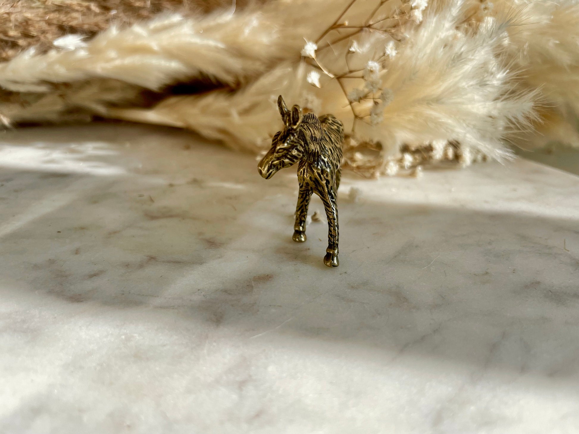 Solid brass Rustic Donkey Sculpture, Farmer's Lucky Charm, Farmyard Ornament, little Nostalgic Donkey metal Souvenir