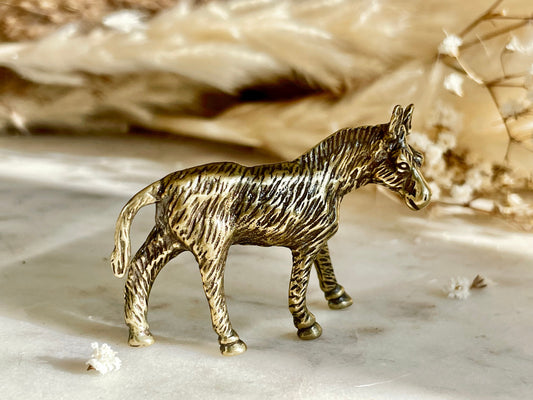 Solid brass Rustic Donkey Sculpture, Farmer's Lucky Charm, Farmyard Ornament, little Nostalgic Donkey metal Souvenir