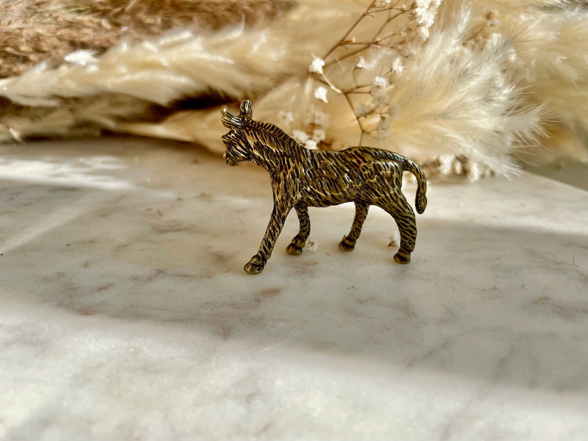 Solid brass Rustic Donkey Sculpture, Farmer's Lucky Charm, Farmyard Ornament, little Nostalgic Donkey metal Souvenir