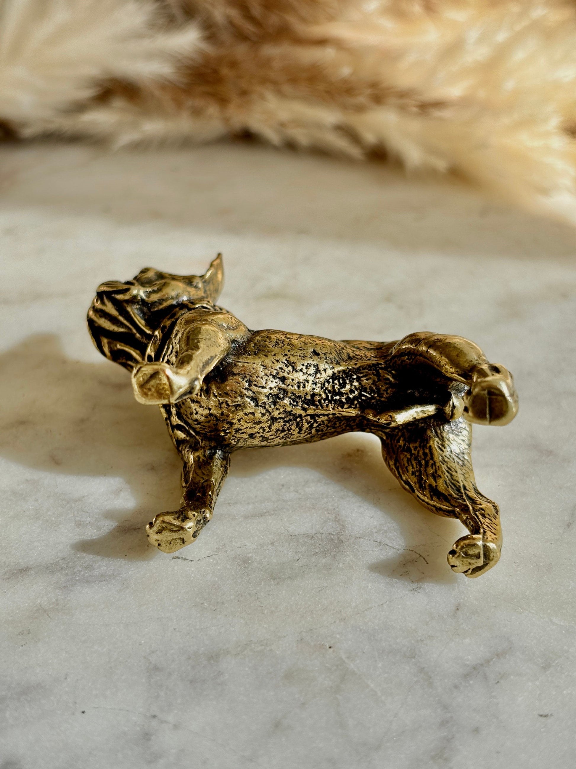 Solid brass French Bull dog Statue, Metal bulldog Statuette, Franchie lover gift, Creative Desktop decoration, Bull Dog Miniatures