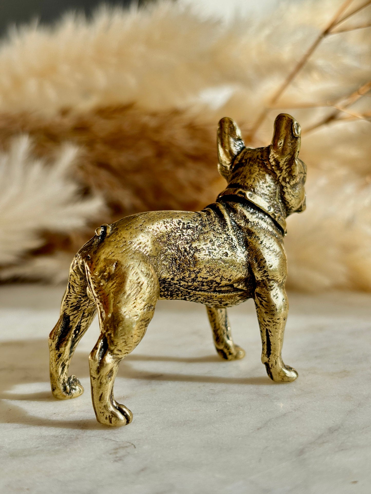 Solid brass French Bull dog Statue, Metal bulldog Statuette, Franchie lover gift, Creative Desktop decoration, Bull Dog Miniatures