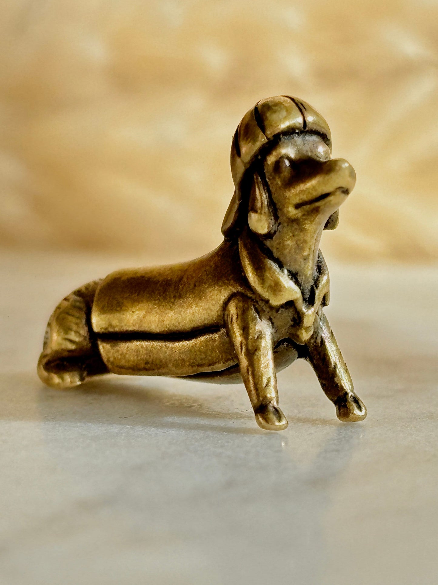 Adorable Tiny dachshund figurine, great gift for dachshund parents, metal sausage dog ornament, detective Dachshund funny ornament