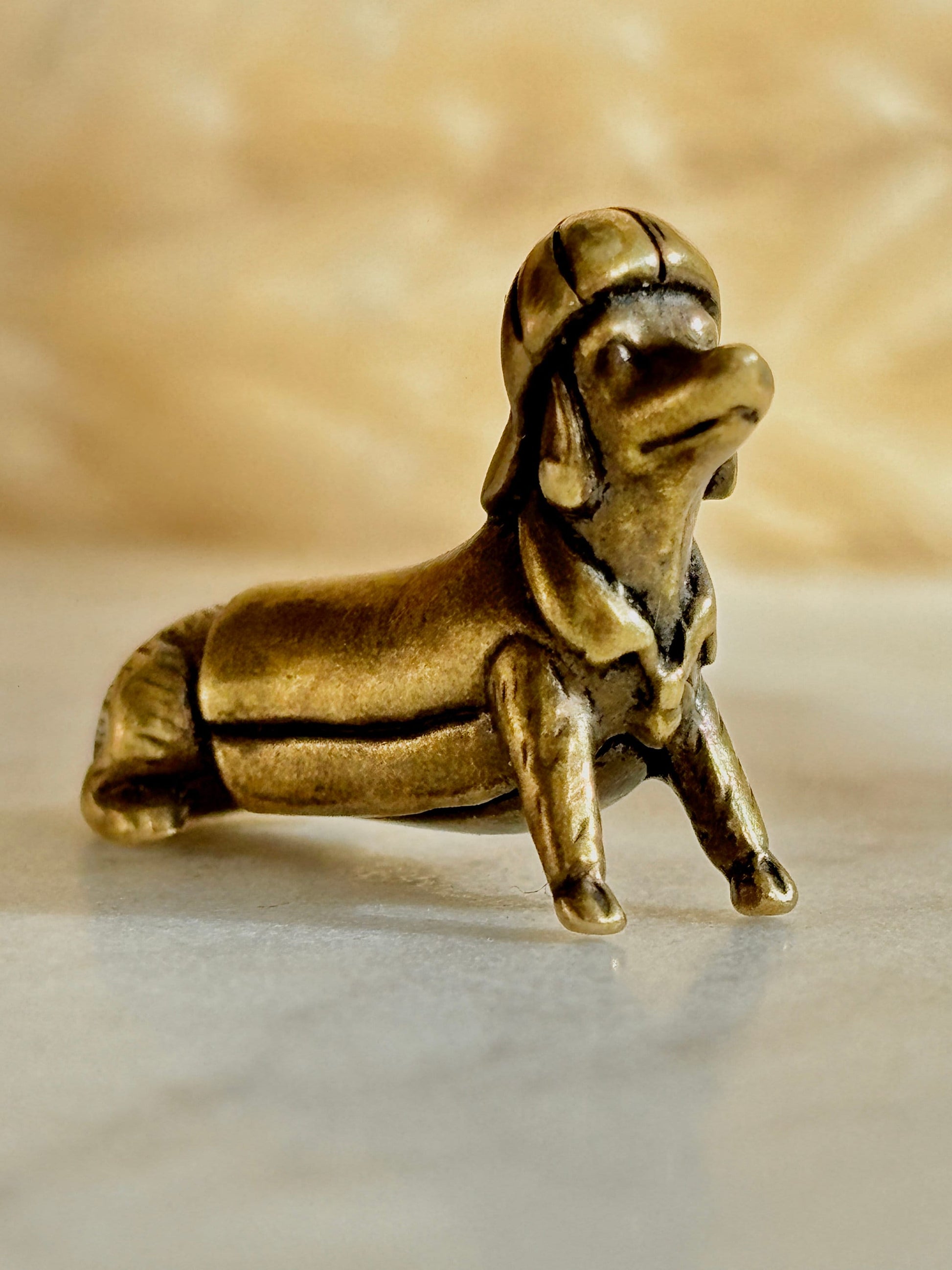 Adorable Tiny dachshund figurine, great gift for dachshund parents, metal sausage dog ornament, detective Dachshund funny ornament