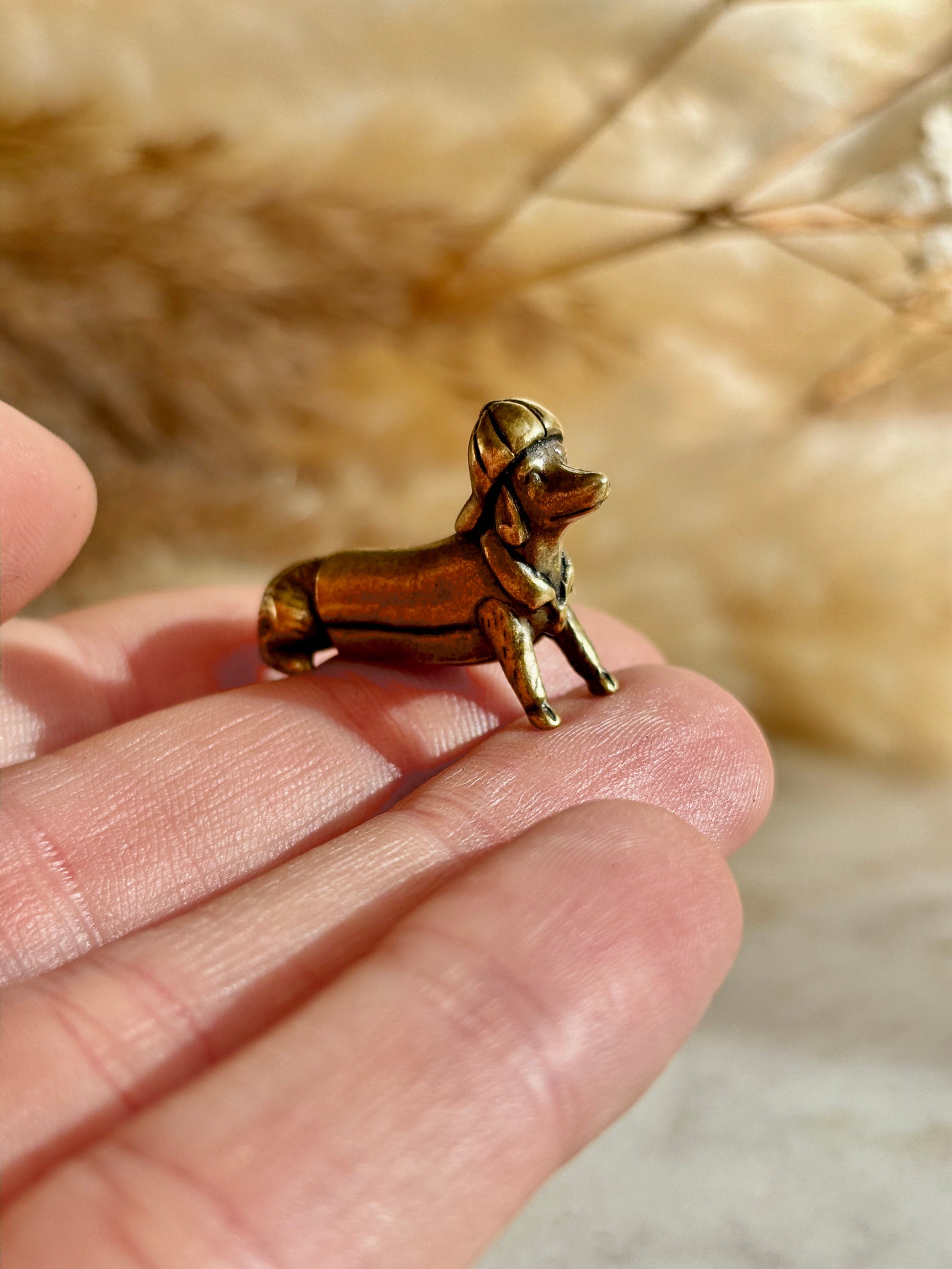 Adorable Tiny dachshund figurine, great gift for dachshund parents, metal sausage dog ornament, detective Dachshund funny ornament