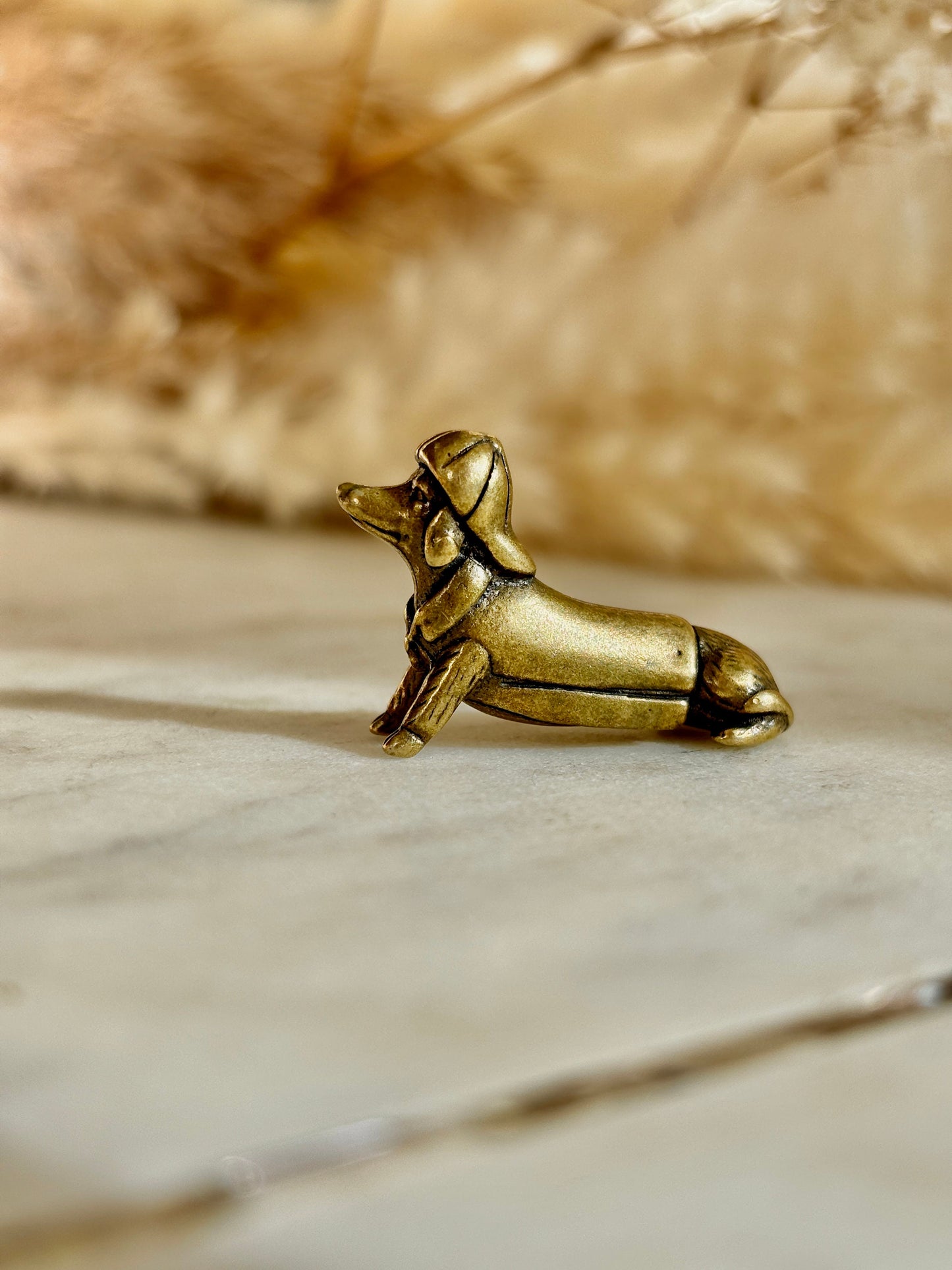 Adorable Tiny dachshund figurine, great gift for dachshund parents, metal sausage dog ornament, detective Dachshund funny ornament