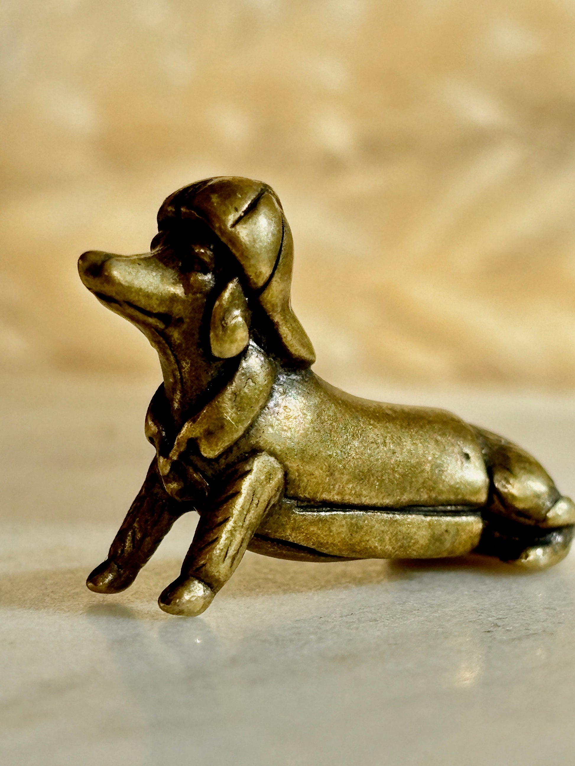 Adorable Tiny dachshund figurine, great gift for dachshund parents, metal sausage dog ornament, detective Dachshund funny ornament