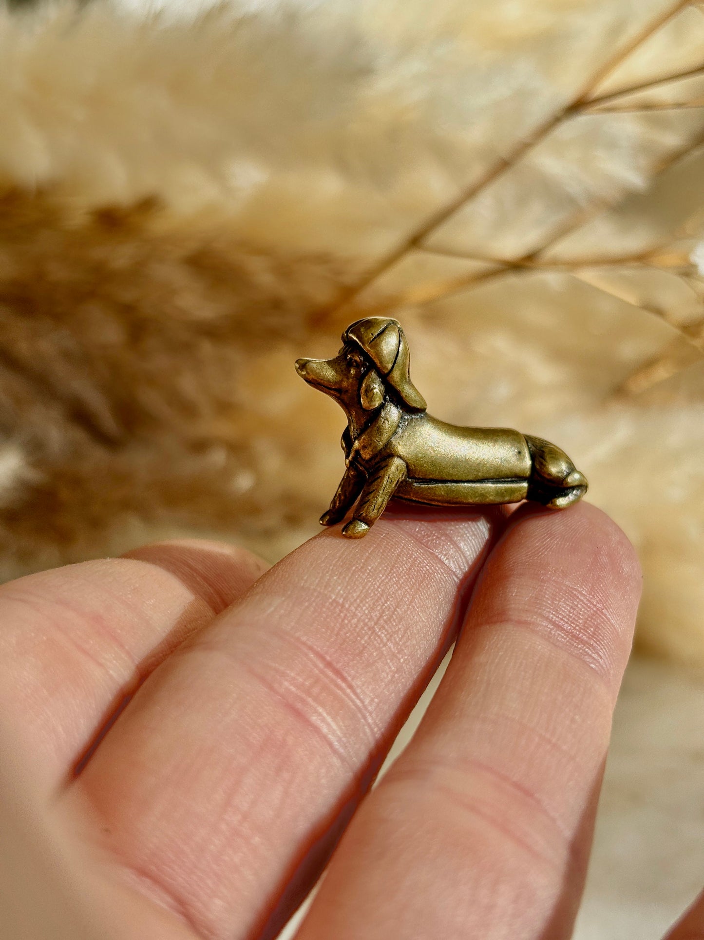 Adorable Tiny dachshund figurine, great gift for dachshund parents, metal sausage dog ornament, detective Dachshund funny ornament