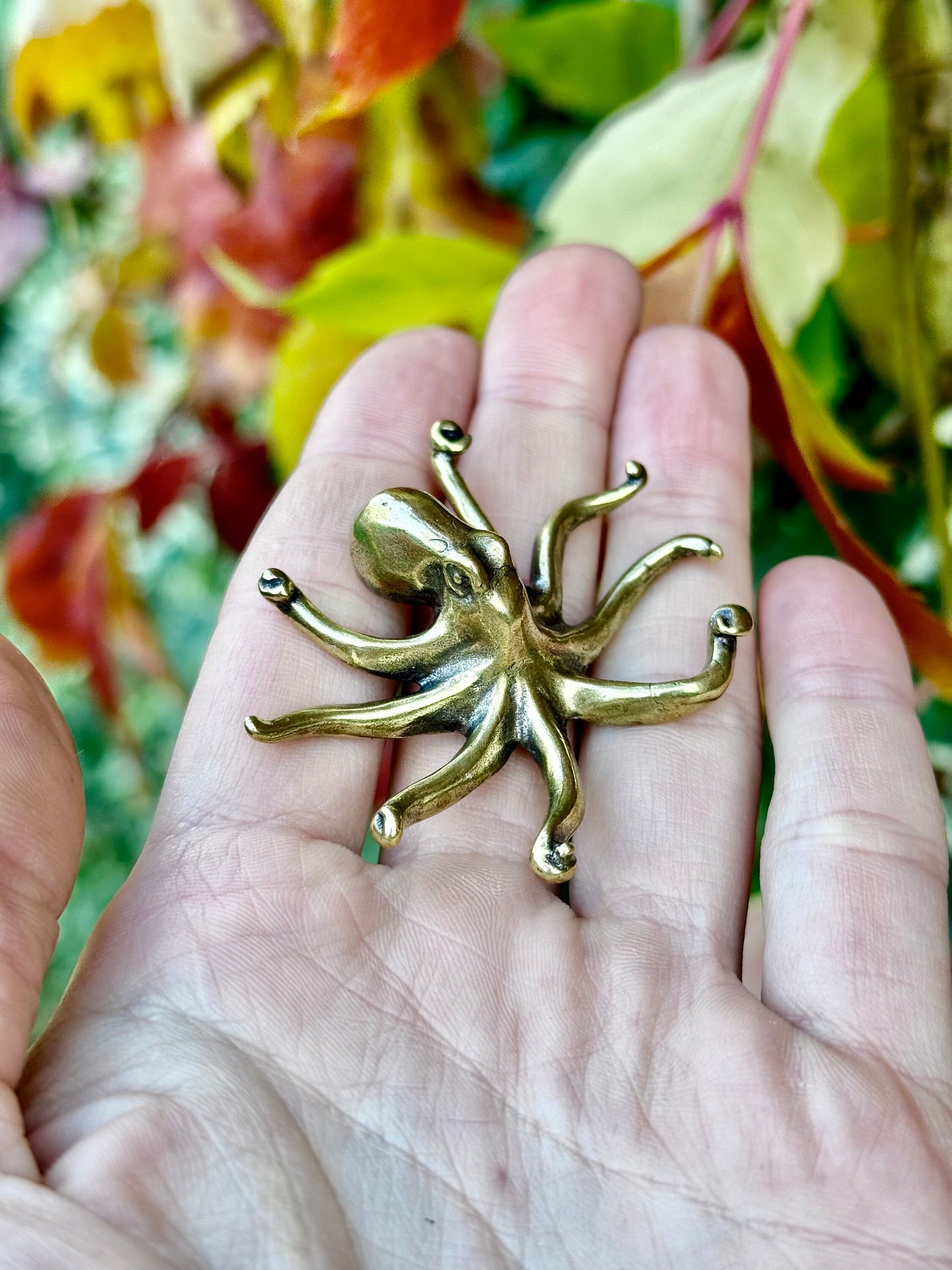 Solid Brass Octopus, calamari Miniature Figurine, Sea animals ornament, Home Decor, Collectible miniature, sea lover Gift, UK Seller