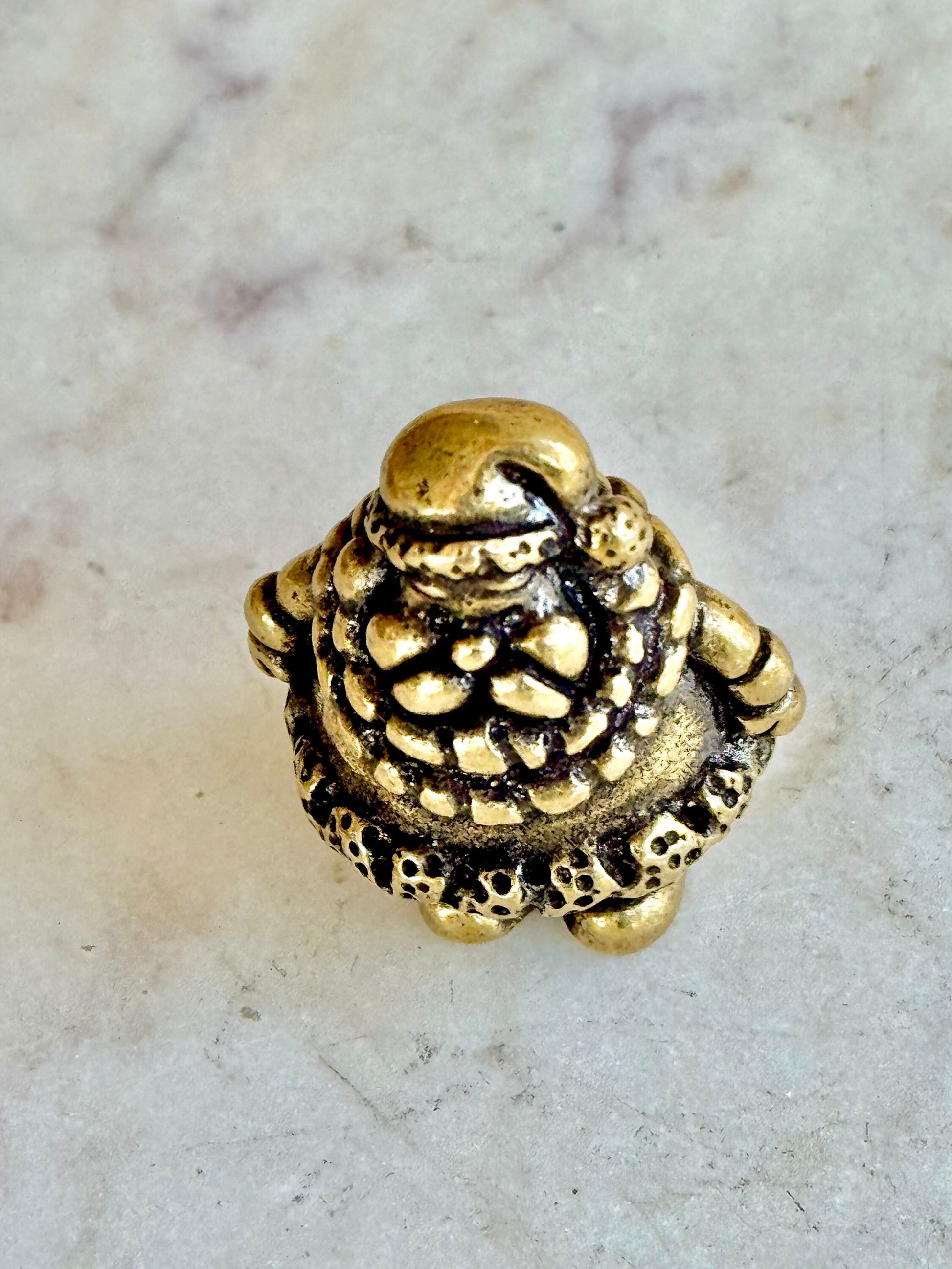 Solid Brass Santa Claus Figurine - Christmas Ornament, Tiny Gold Santa Statue, Holidays Metal Art, Santa Desk Decor, Christmas Gift for Her