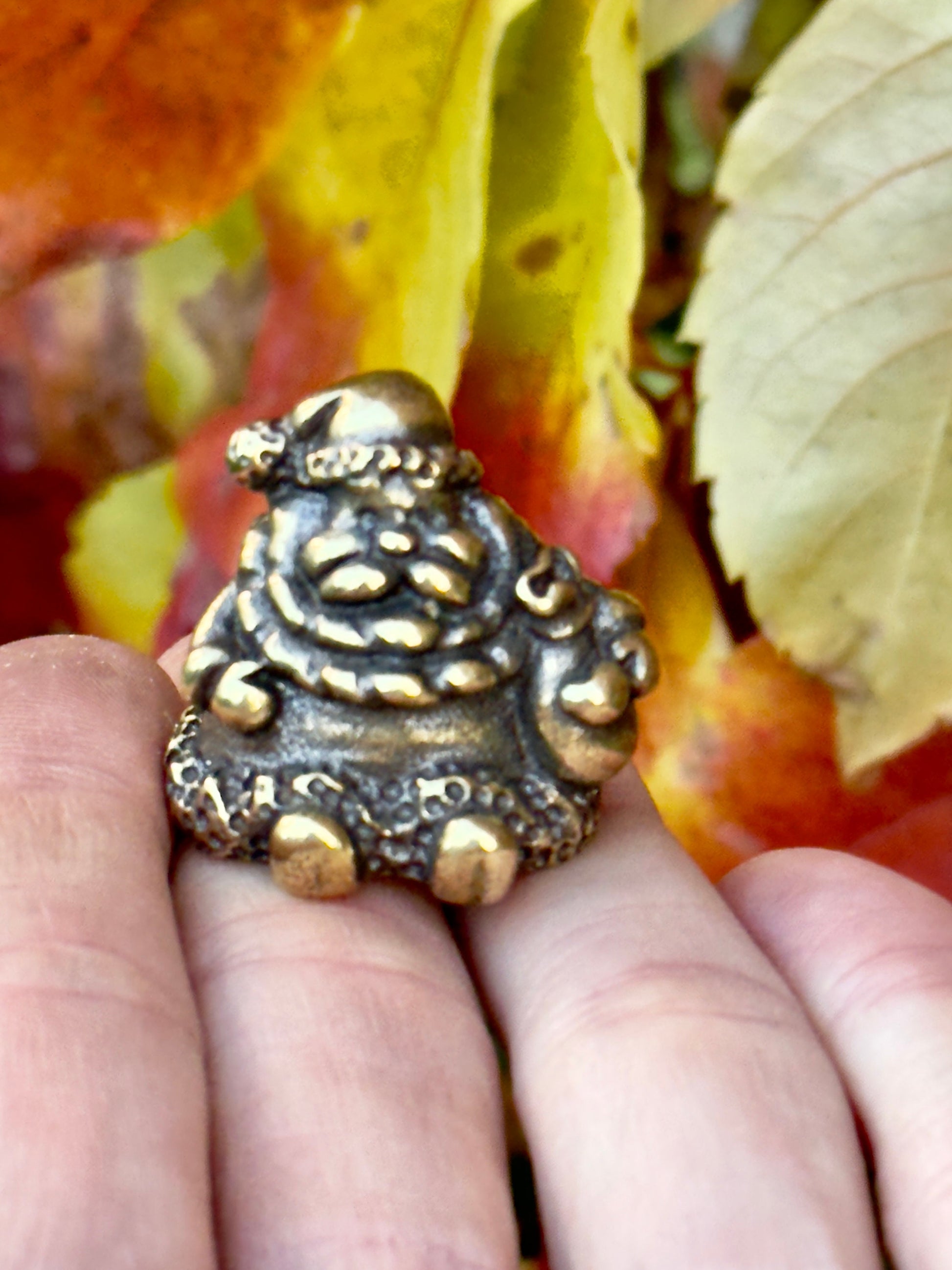 Solid Brass Santa Claus Figurine - Christmas Ornament, Tiny Gold Santa Statue, Holidays Metal Art, Santa Desk Decor, Christmas Gift for Her