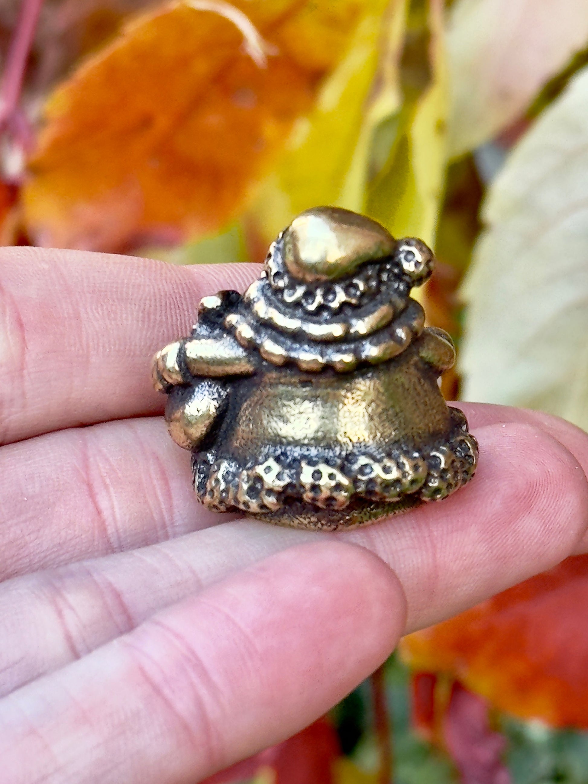 Solid Brass Santa Claus Figurine - Christmas Ornament, Tiny Gold Santa Statue, Holidays Metal Art, Santa Desk Decor, Christmas Gift for Her