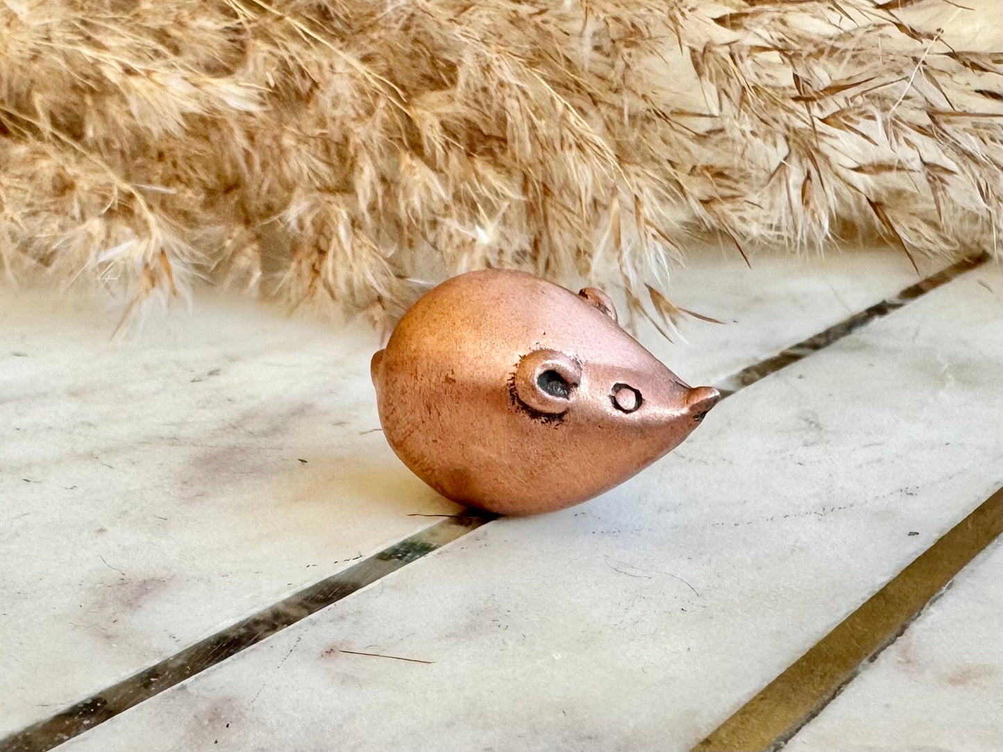 Cool style Copper Cute Fat Little Mouse Figurine, Round Rat Sculpture, Adorable tiny mouse miniature