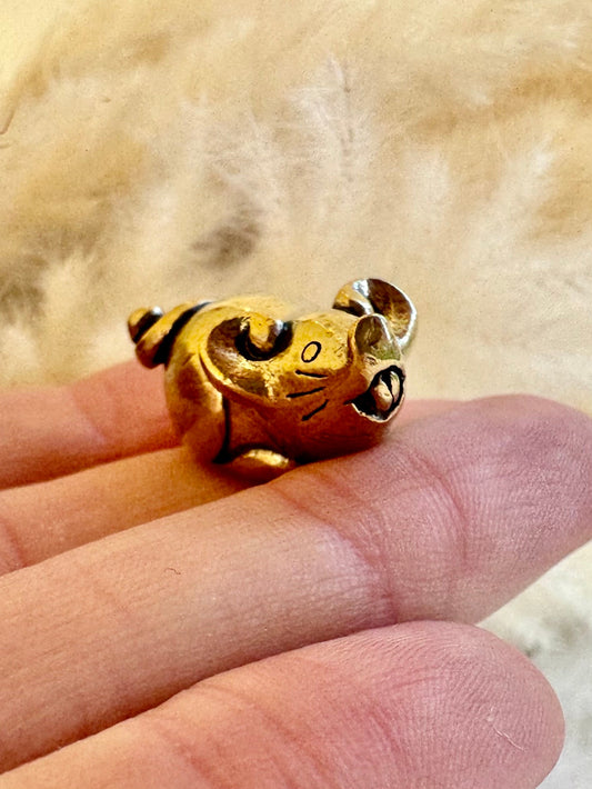 Whimsical Smiley Mouse Talisman - Lucky Charm Statuette