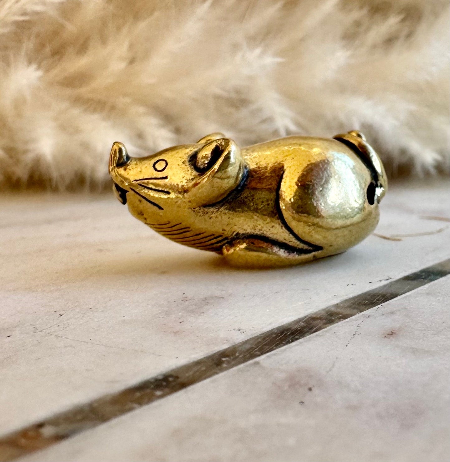 Whimsical Smiley Mouse Talisman - Lucky Charm Statuette