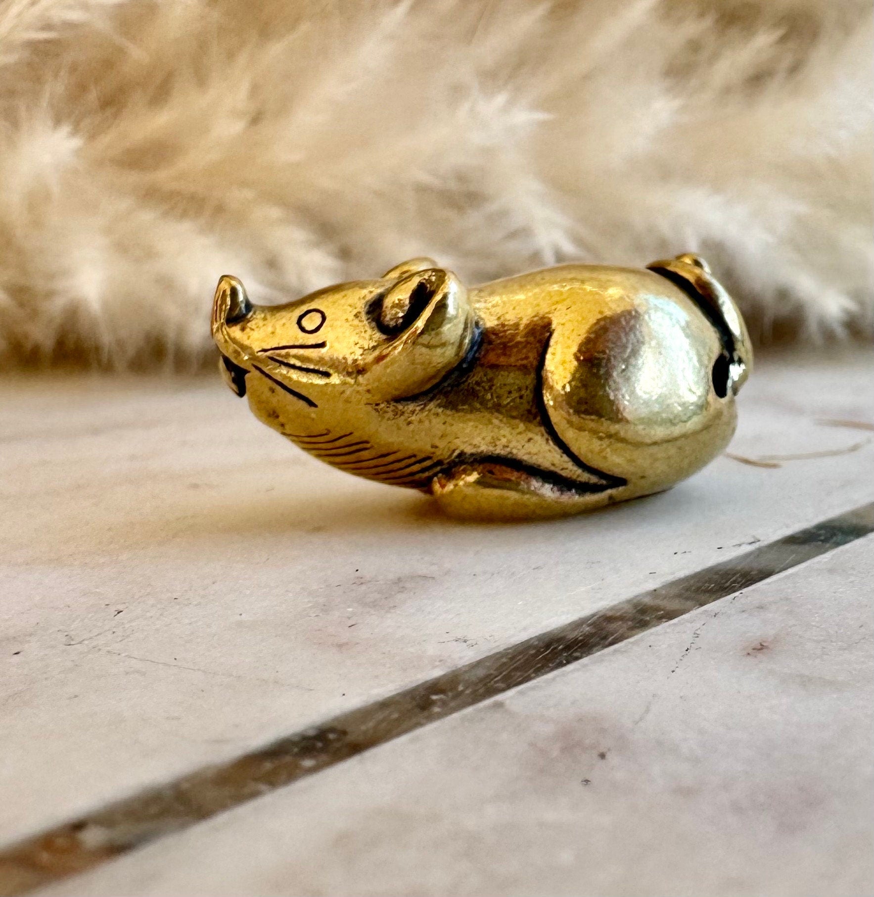 Whimsical Smiley Mouse Talisman - Lucky Charm Statuette