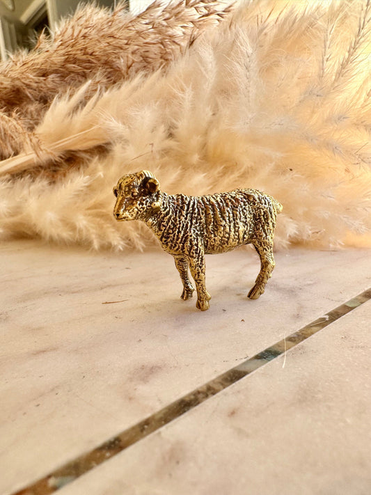 Solid brass sheep sculpture, Farm animal figurine, ram ornament, lamb Figure Statue