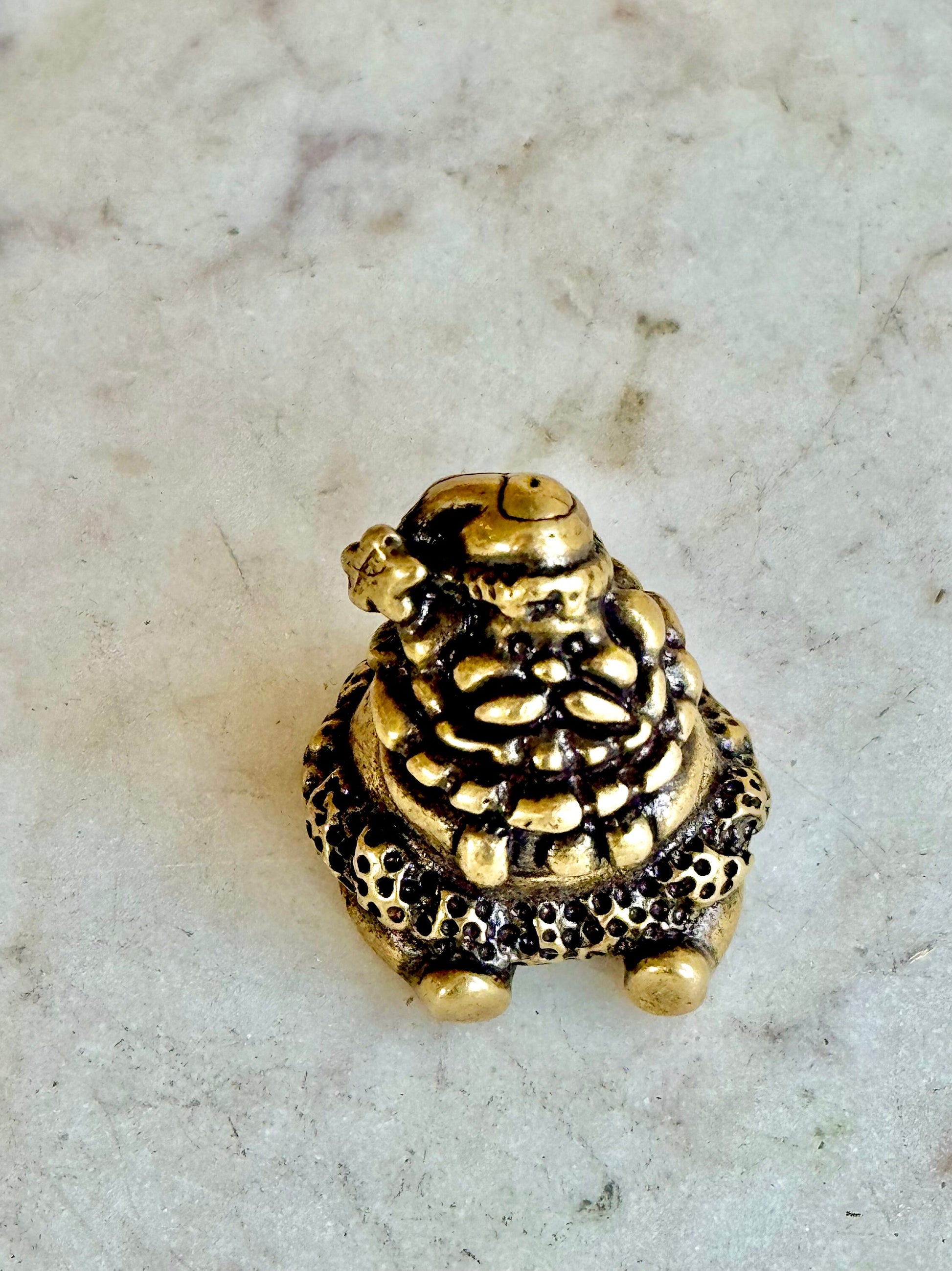 Solid Brass Santa Claus Figurine - Christmas Ornament, Tiny Gold Santa Statue, Holidays Metal Art, Santa Desk Decor, Christmas Gift for Her