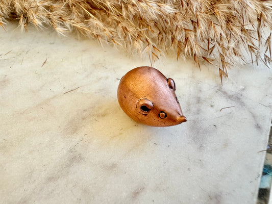 Cool style Copper Cute Fat Little Mouse Figurine, Round Rat Sculpture, Adorable tiny mouse miniature