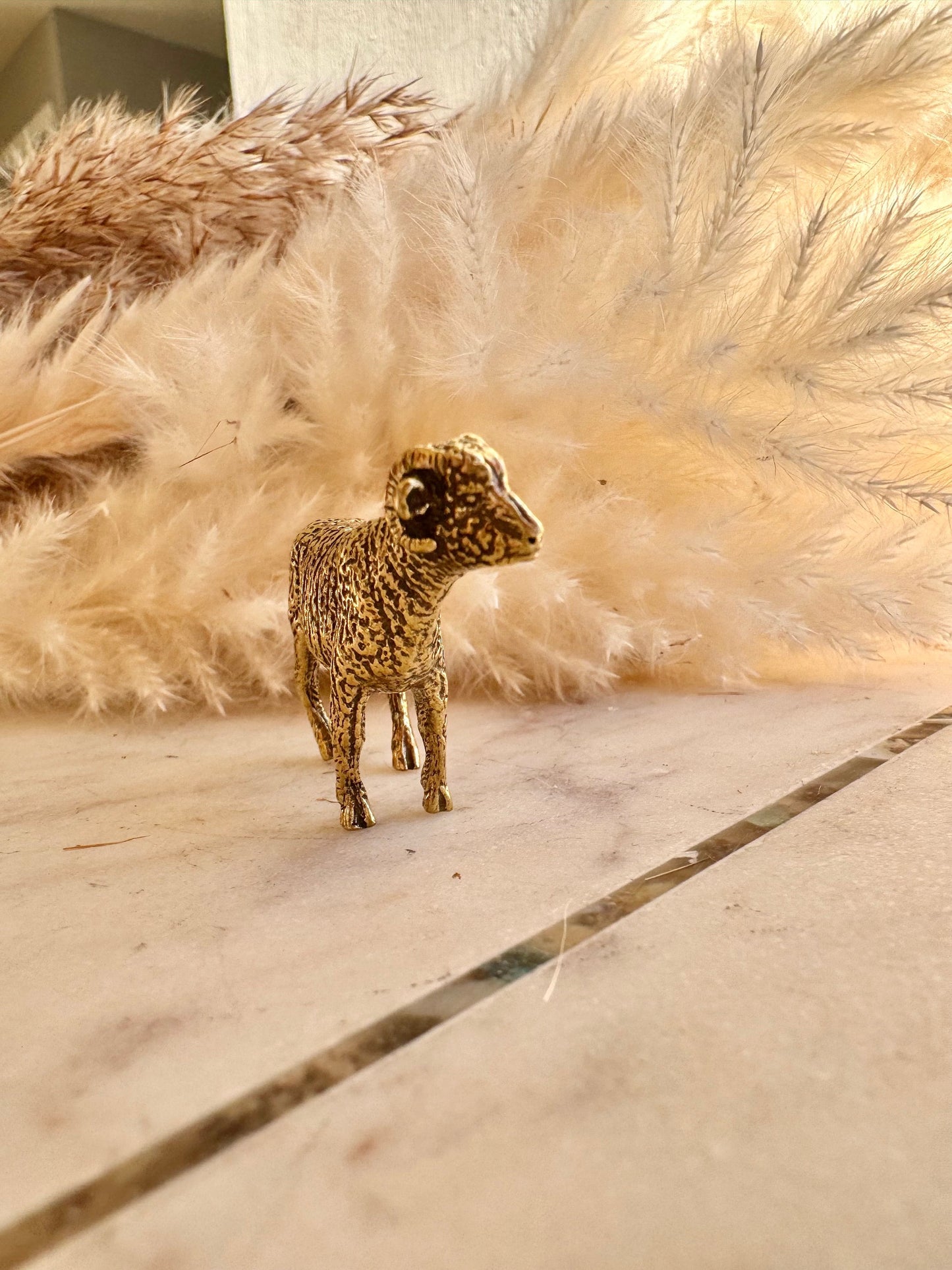 Solid brass sheep sculpture, Farm animal figurine, ram ornament, lamb Figure Statue