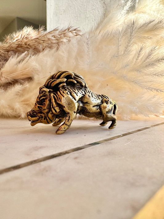 Solid brass Wild Boar Figurine, Viking Bravado, Wild pig figurine, Musculine little boar ornament