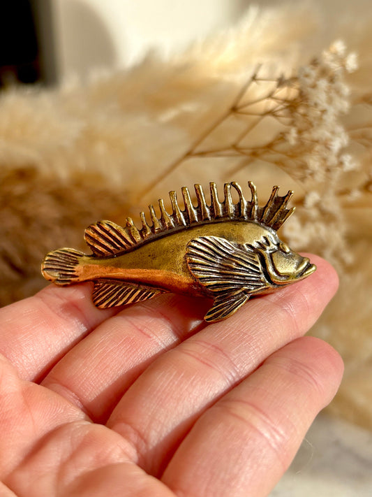 Beautiful solid brass Sea ravens fish miniature, rare fish metal figurine, metal craftsmanship fish figurine, collectible gift for fisherman
