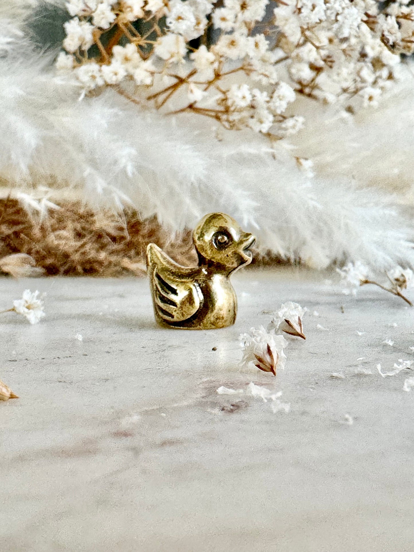 Tiny Duck miniature, solid brass little bird figurine, Couple of ducks miniature gift, Desktop ornament, Japanese style figuri