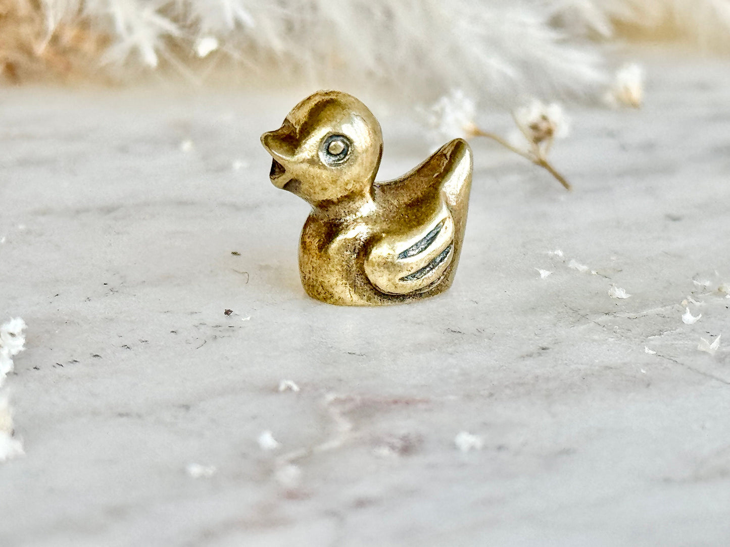 Tiny Duck miniature, solid brass little bird figurine, Couple of ducks miniature gift, Desktop ornament, Japanese style figuri