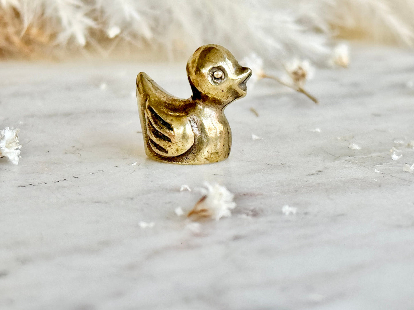 Tiny Duck miniature, solid brass little bird figurine, Couple of ducks miniature gift, Desktop ornament, Japanese style figuri