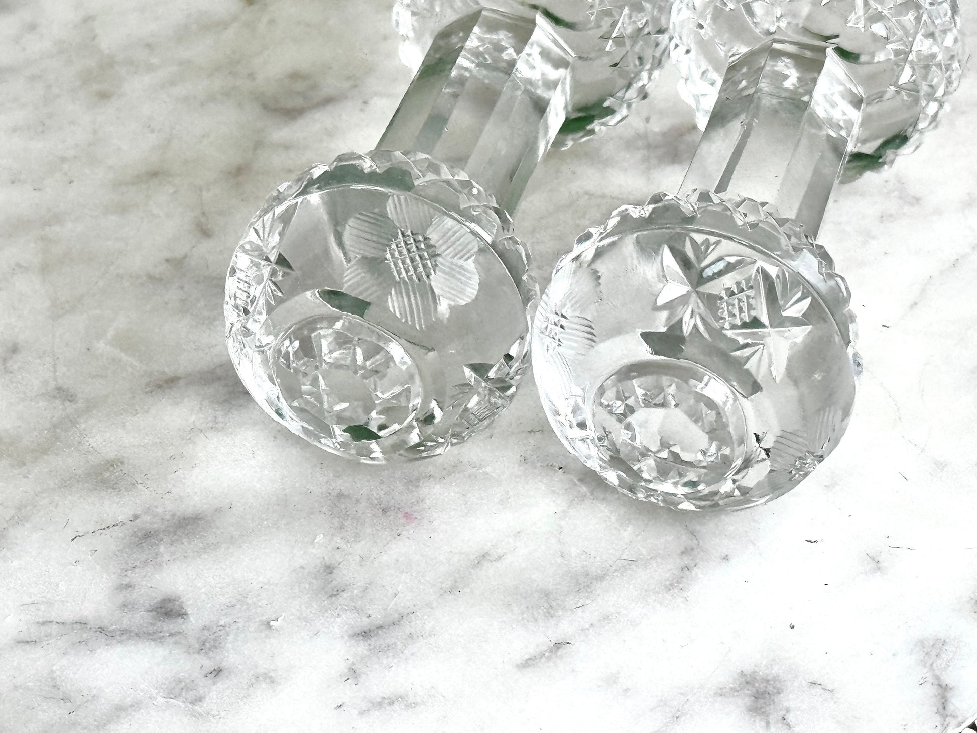 Set of 2 Vintage knife rests Crystal cut glass style, Glass French Knife Rests, Cutlery Rests, Mid Century decoration, Crystal knife layers