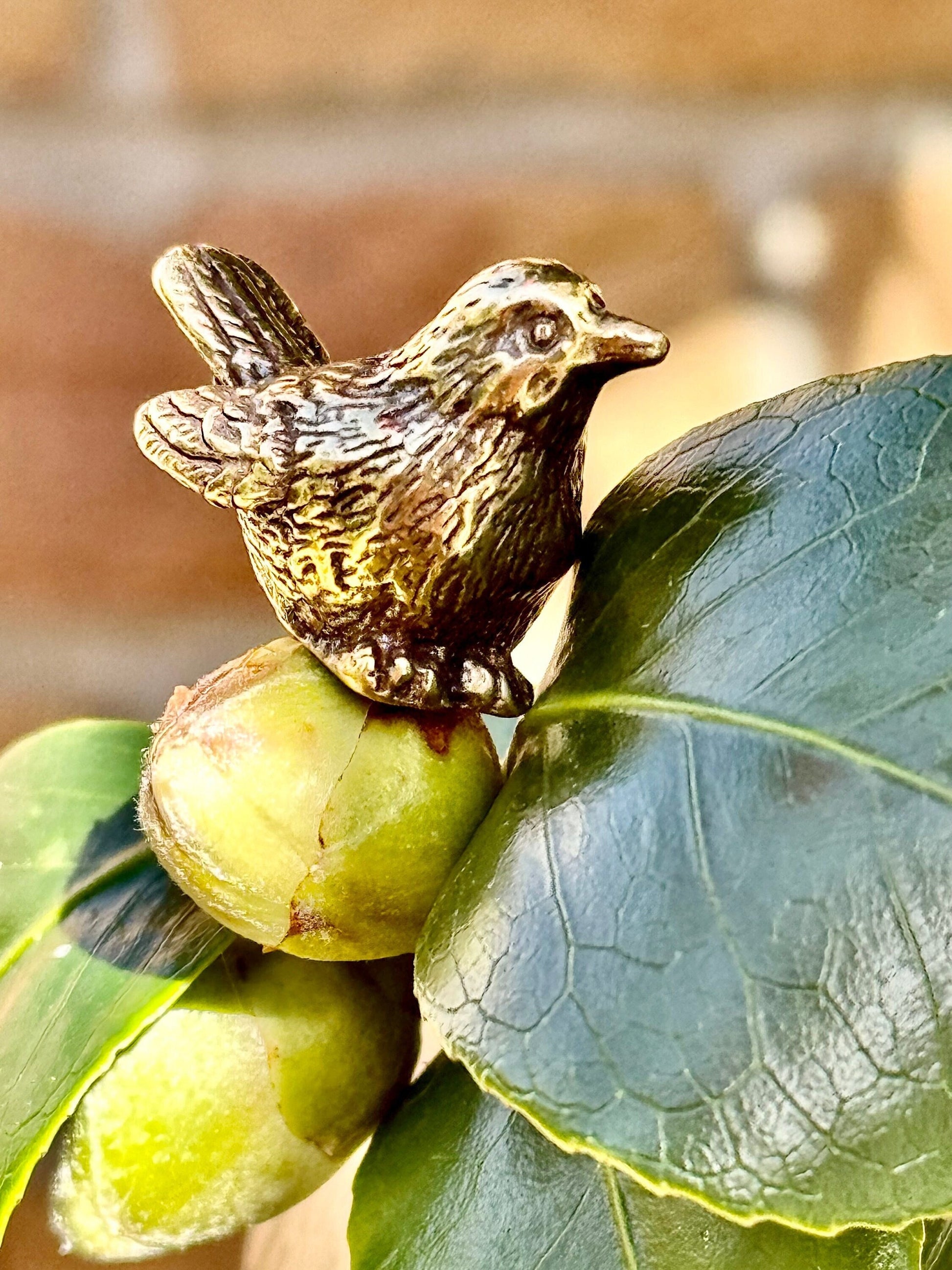 Adorable lifelike solid brass little chick birds statue, brass birdie figurine, adorable gift for bird lovers, st. valentine's day gift