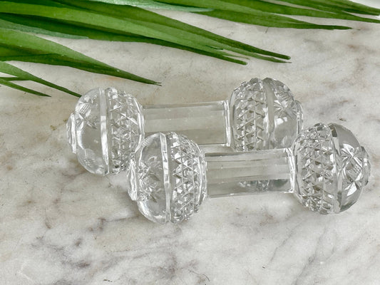 Set of 2 Vintage knife rests Crystal cut glass style, Glass French Knife Rests, Cutlery Rests, Mid Century decoration, Crystal knife layers