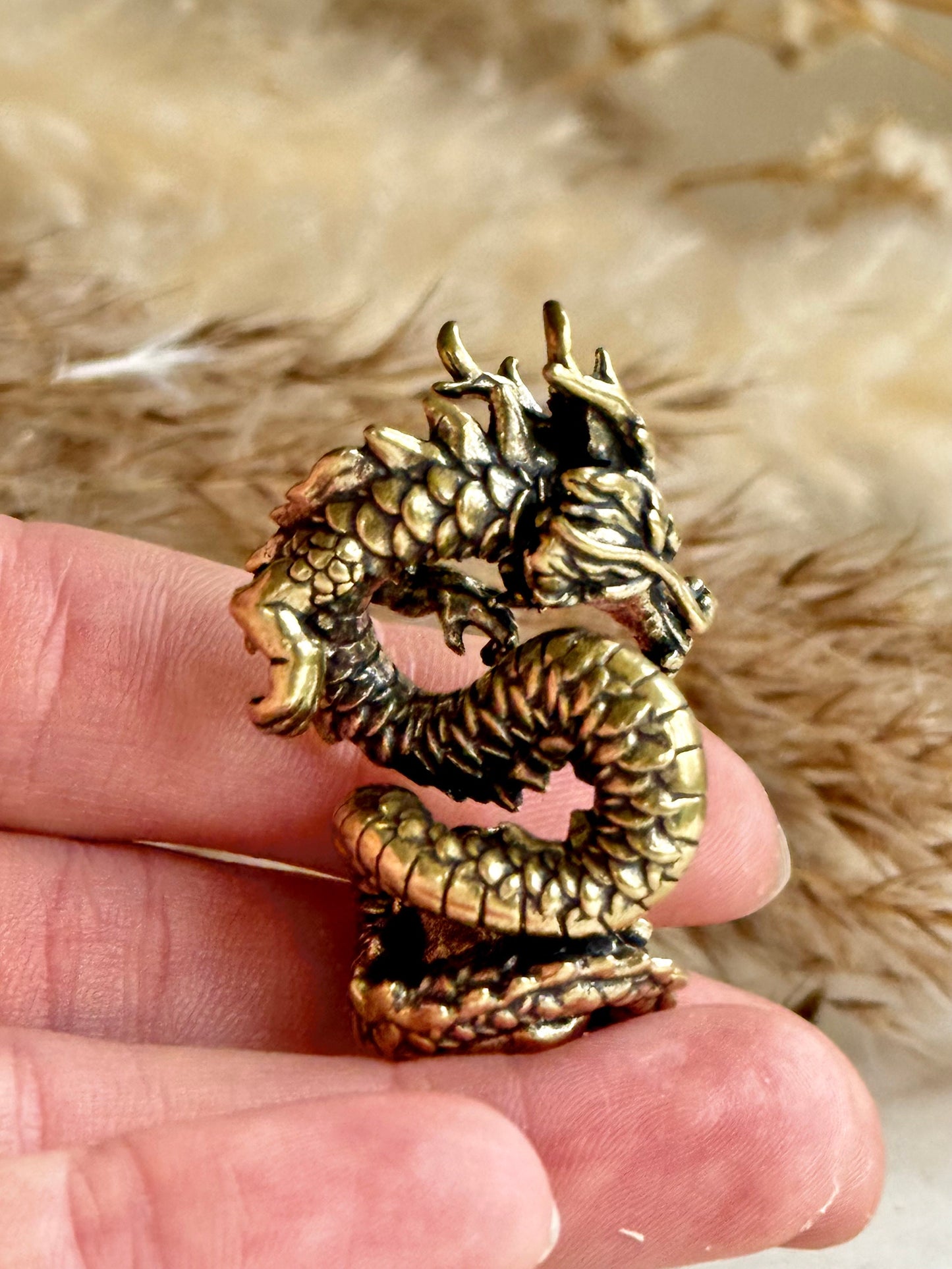 Wealthy Dragon solid brass miniature, Chinese Feng Shui Animal Statue, dragon with gold statuette, Chinese Mushu dragon new year gift