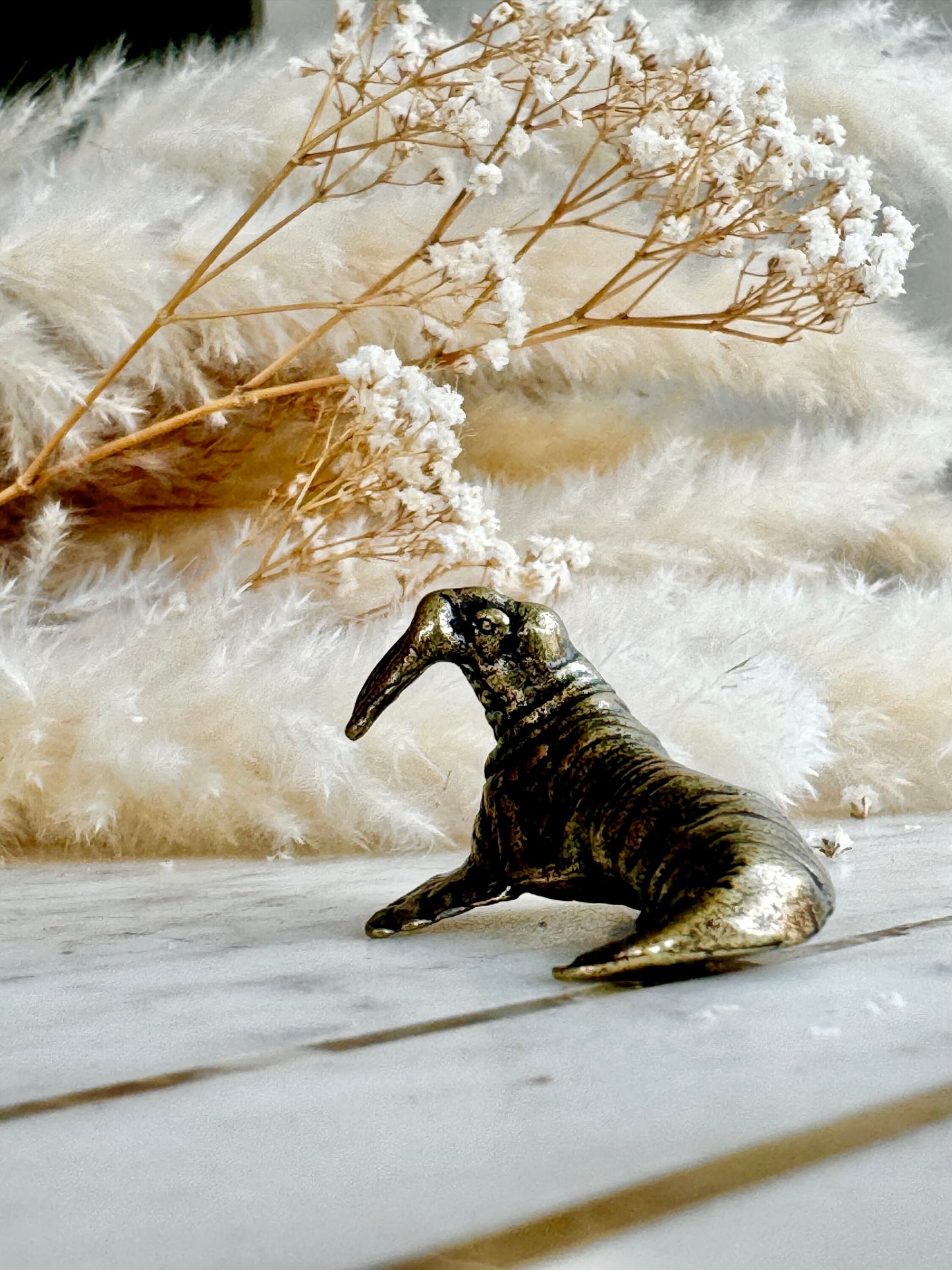 Solid Brass North Pole Walrus Figurine: Detailed Sculpture for arctic animal Lovers