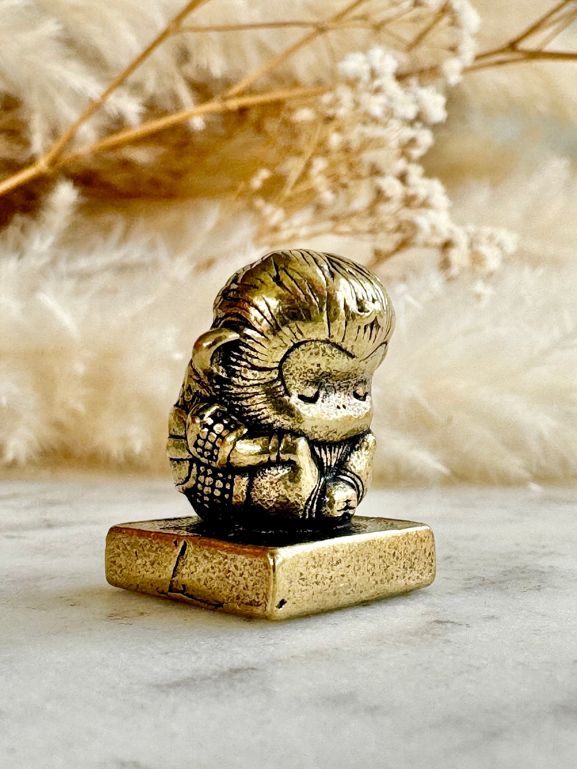 Spiritual Monkey brass statuette, meditation figurine, Metal Monkey Teacher spiritual mentor Figurine, Buddhist monk Medatating miniature