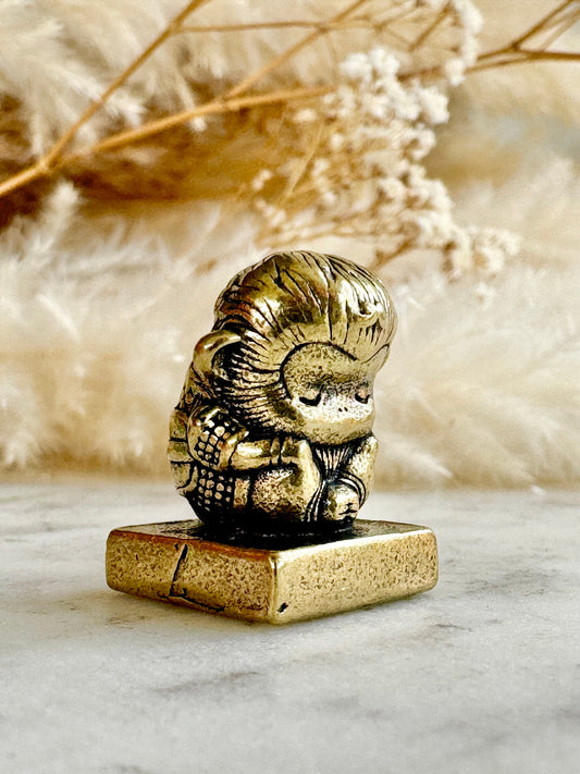 Spiritual Monkey brass statuette, meditation figurine, Metal Monkey Teacher spiritual mentor Figurine, Buddhist monk Medatating miniature