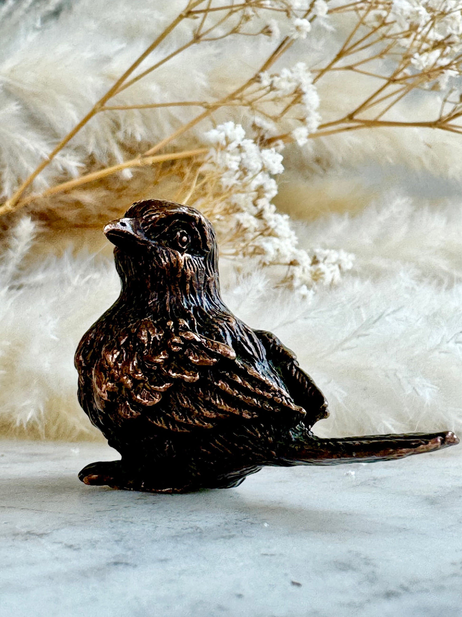 Adorable lifelike bronze little chick birds statue, metal birdie figurine, adorable gift for bird lovers, st. valentine's day gift