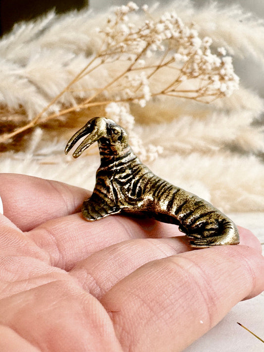 Solid Brass North Pole Walrus Figurine: Detailed Sculpture for arctic animal Lovers