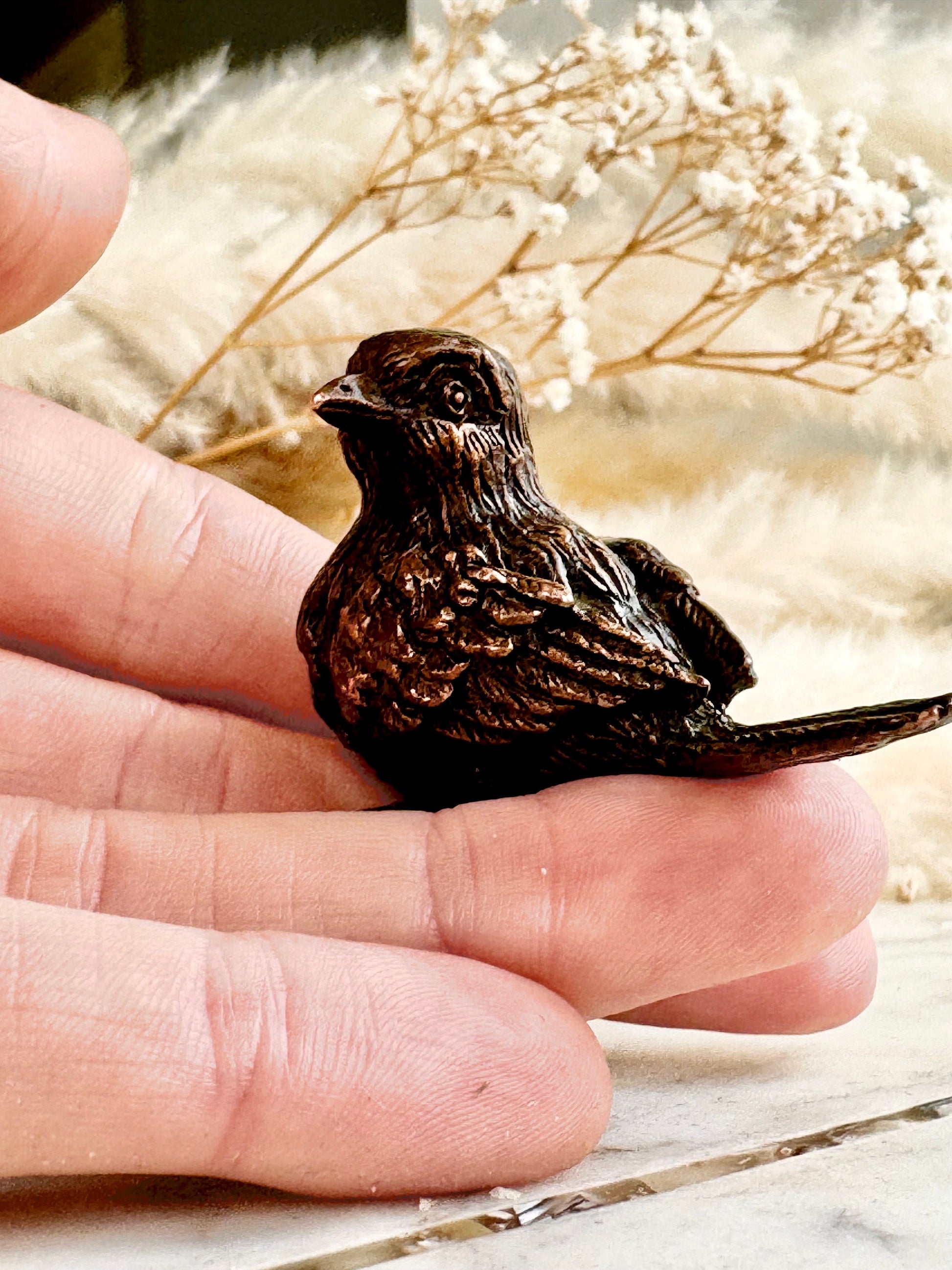 Adorable lifelike bronze little chick birds statue, metal birdie figurine, adorable gift for bird lovers, st. valentine's day gift