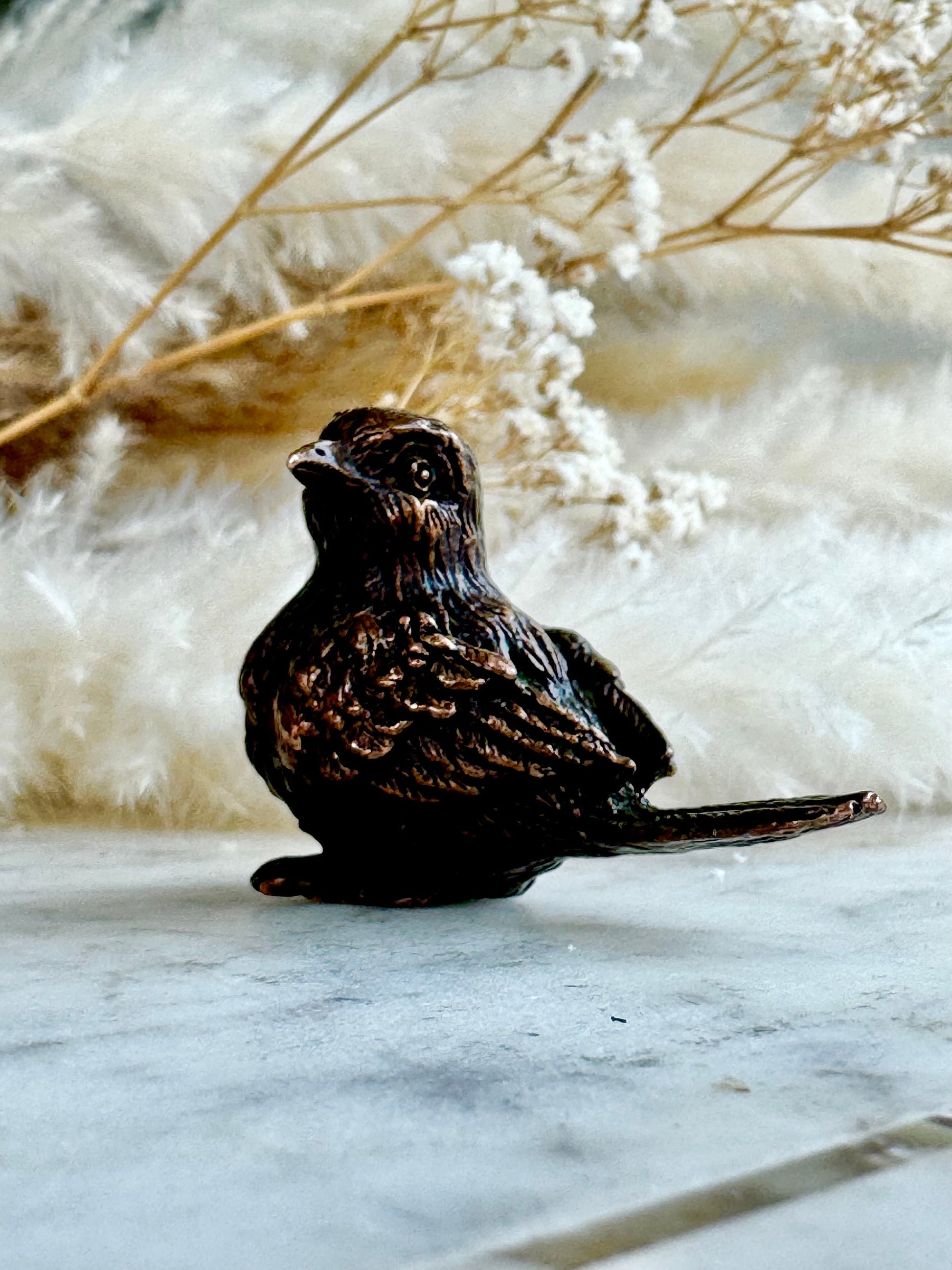 Adorable lifelike bronze little chick birds statue, metal birdie figurine, adorable gift for bird lovers, st. valentine's day gift