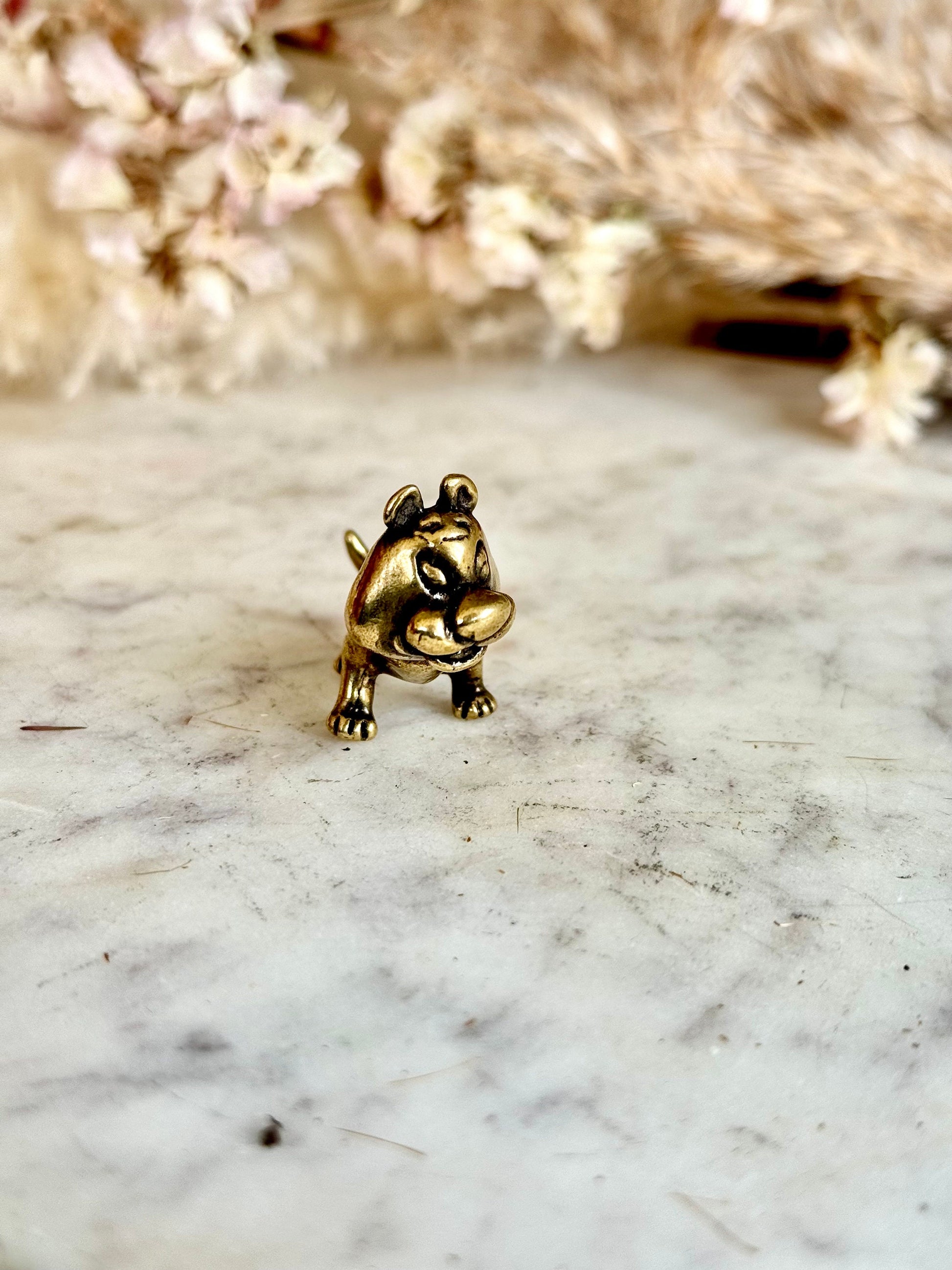 Solid brass Sneaky Asian figurine, style Tiger miniature, brass Zoo Animal Figurine, Metal tiger miniature, smiling tiger ornament