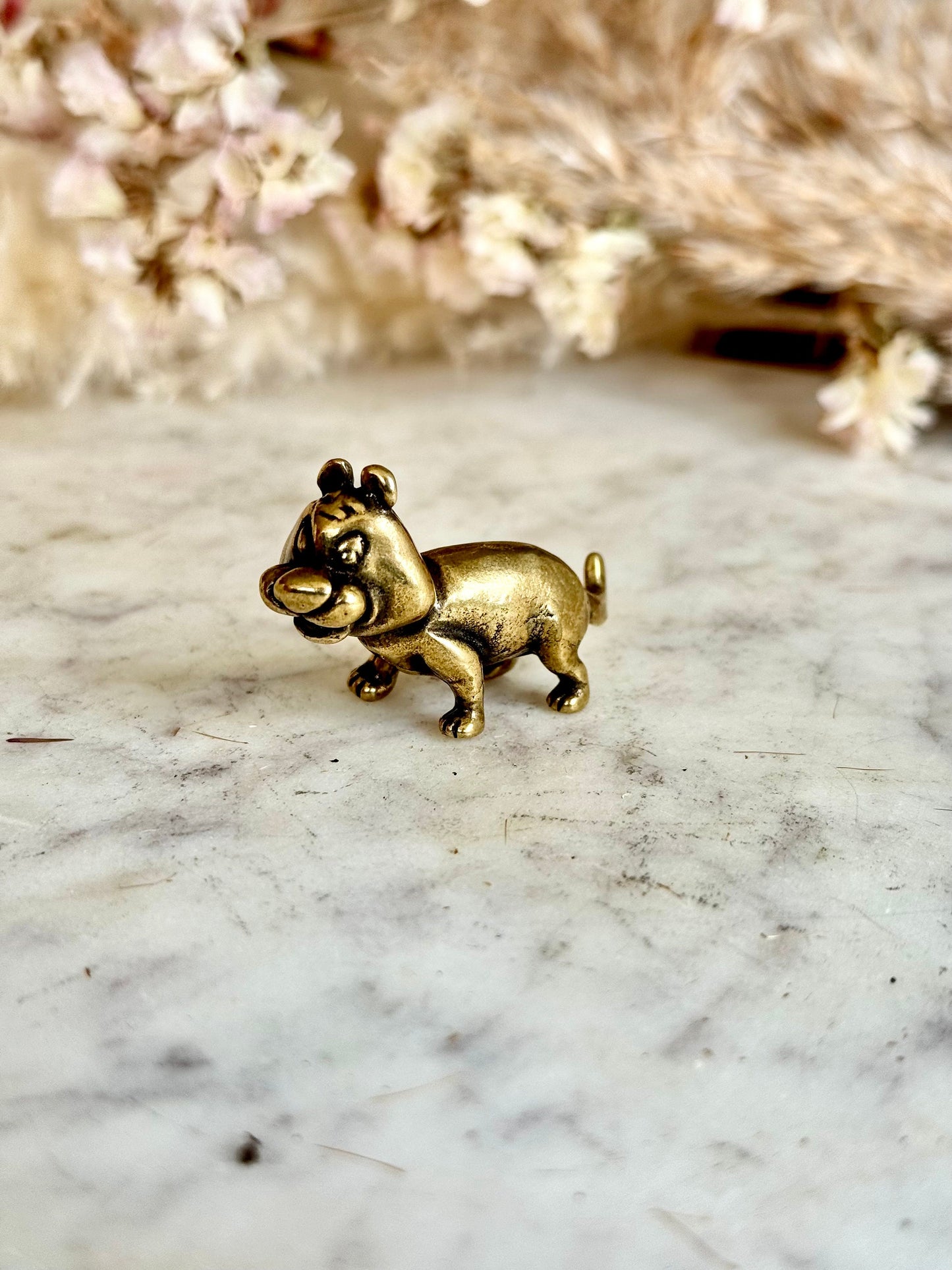 Solid brass Sneaky Asian figurine, style Tiger miniature, brass Zoo Animal Figurine, Metal tiger miniature, smiling tiger ornament